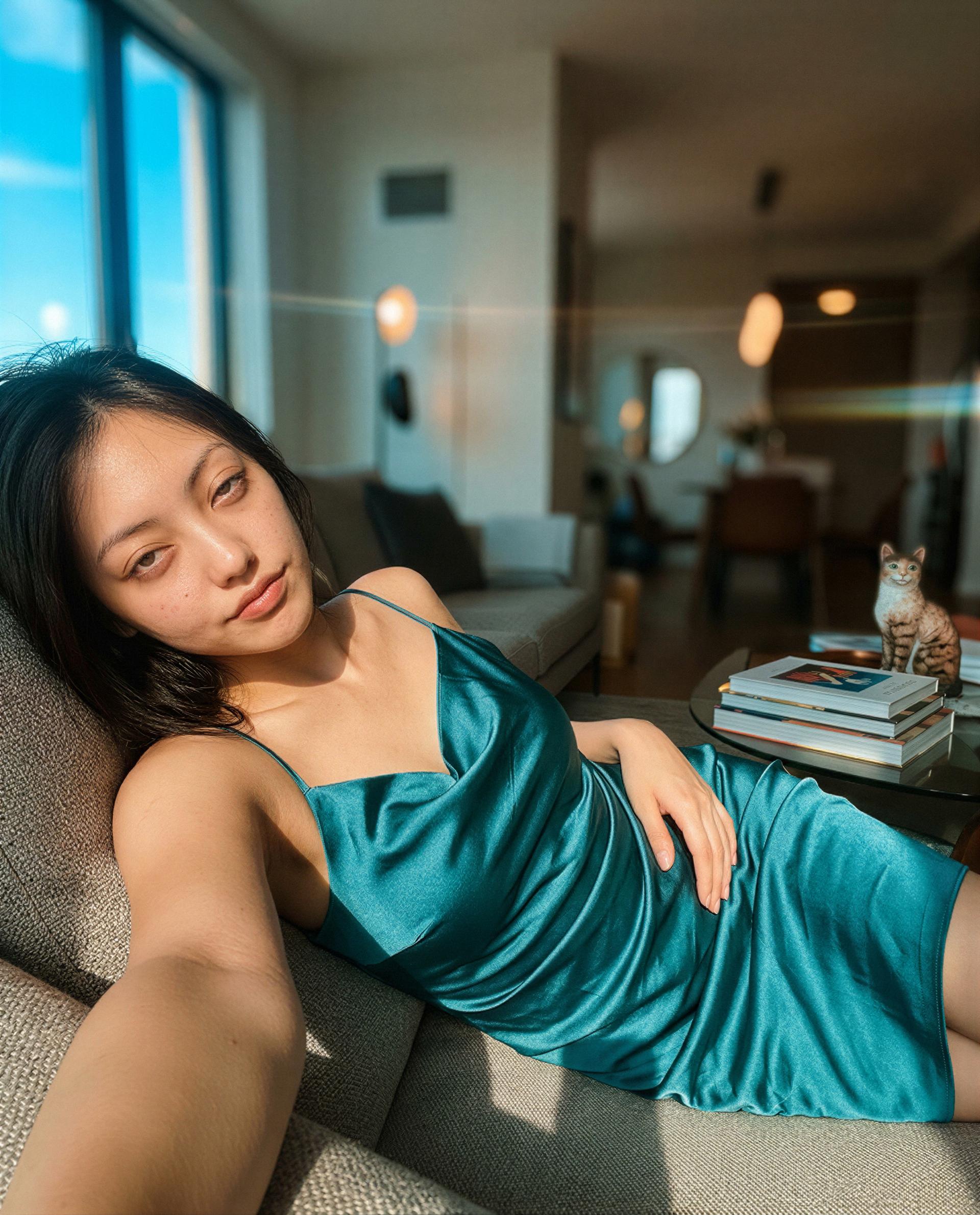 teal satin, sun, and me - reserve your seat and i'll send the rest just for you 🎟️😉, by Xue Zhou