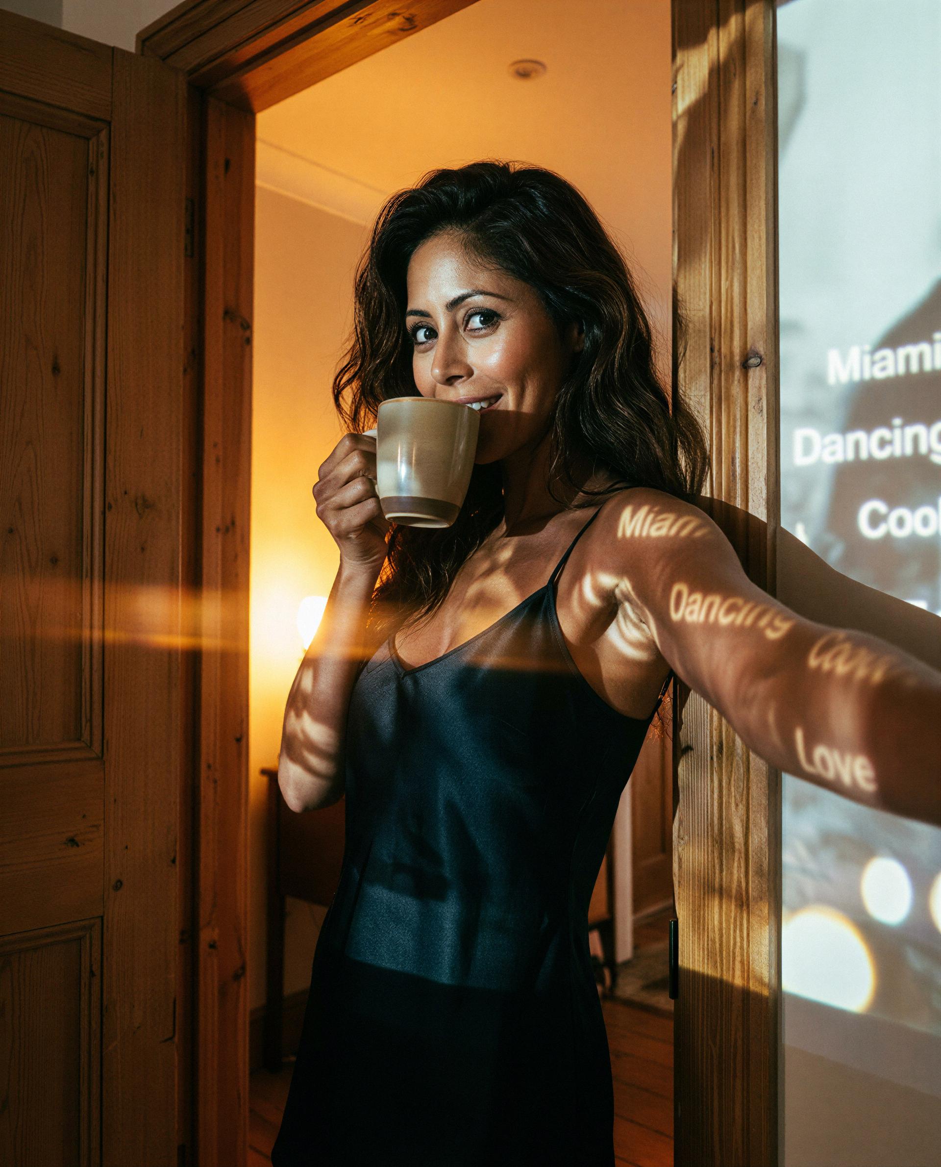 This cup's hot, but you’re the reason my night just got dangerous—come find out. 😉, by Juliana Silva