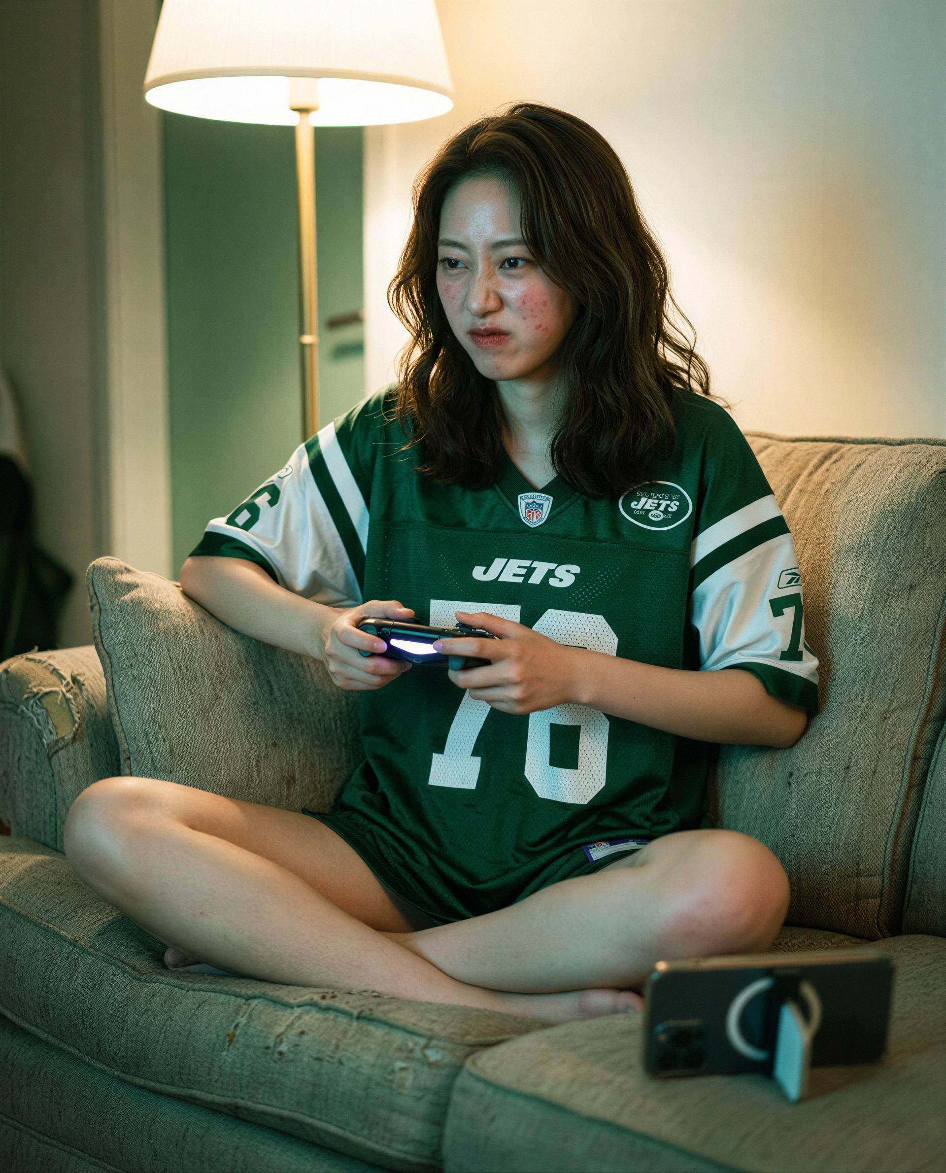 Controller in hand and jersey on—be my player two tonight? 😉💕, by Rui Yang