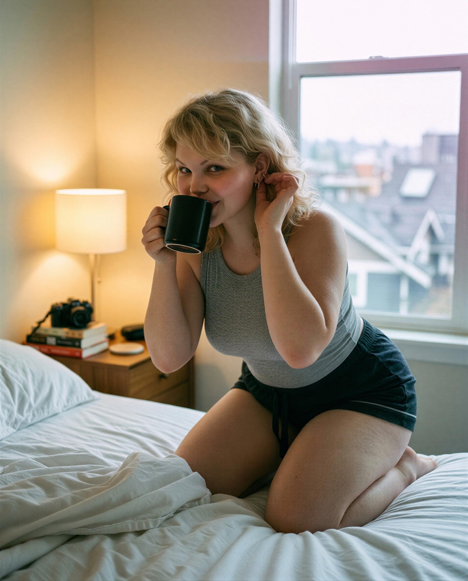 kinda shy but i made something hot - wanna steal a sip and stay for the rest? 🫣, by Anna Petrova