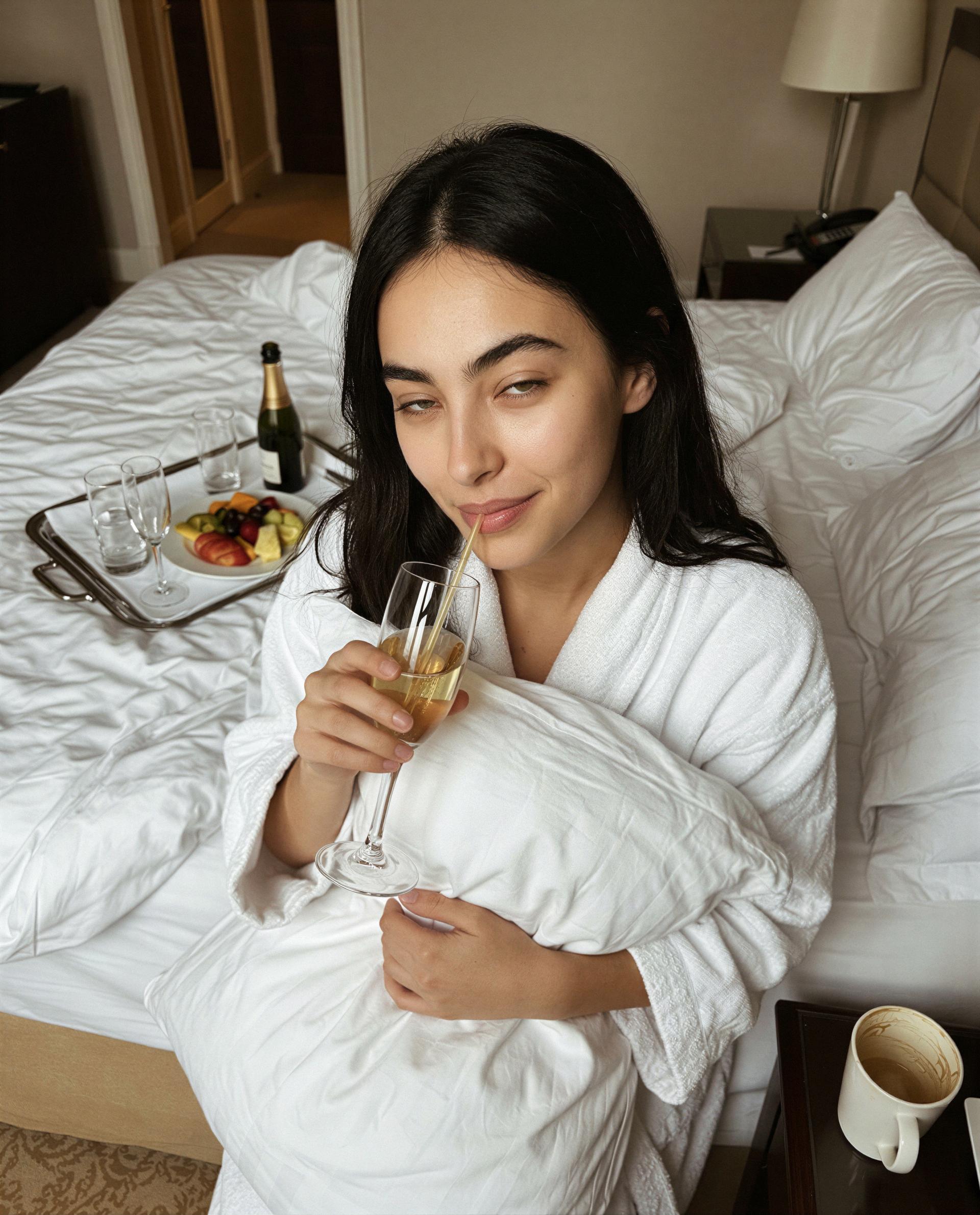 whispering for two: bubbles, sheets, and me — wanna hear more? 🥂😉, by Isabel López