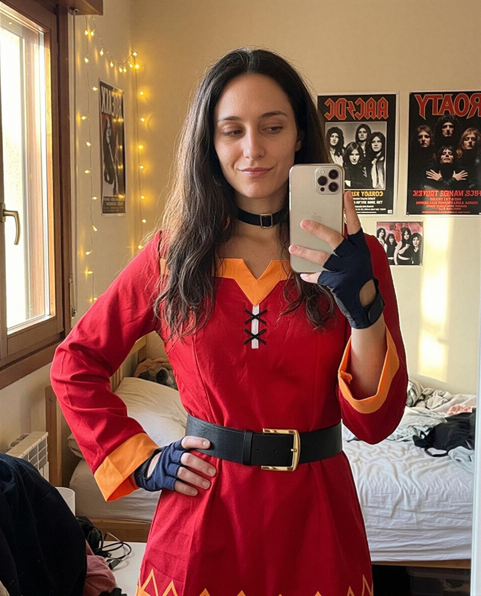 Red dress, choker, and a promise - send a little tip and I'll show you exactly what you earned 😘, by Emily Schäfer