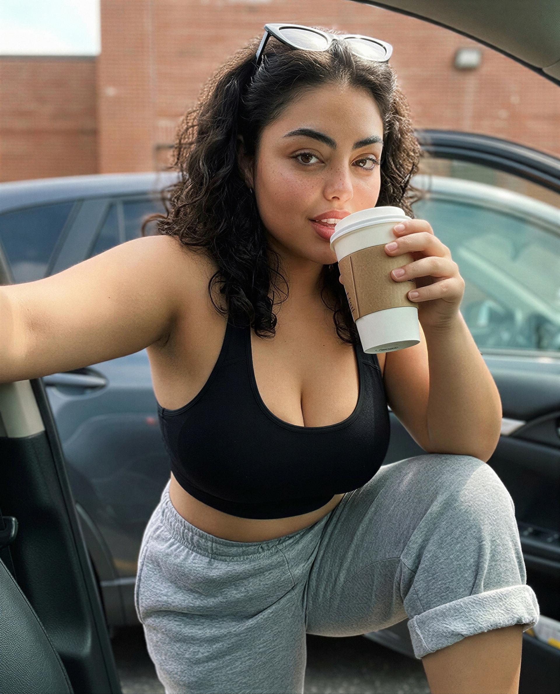 Coffee in hand, plans out the window—come be my favorite distraction for the day 😘💕, by Ximena Moreno