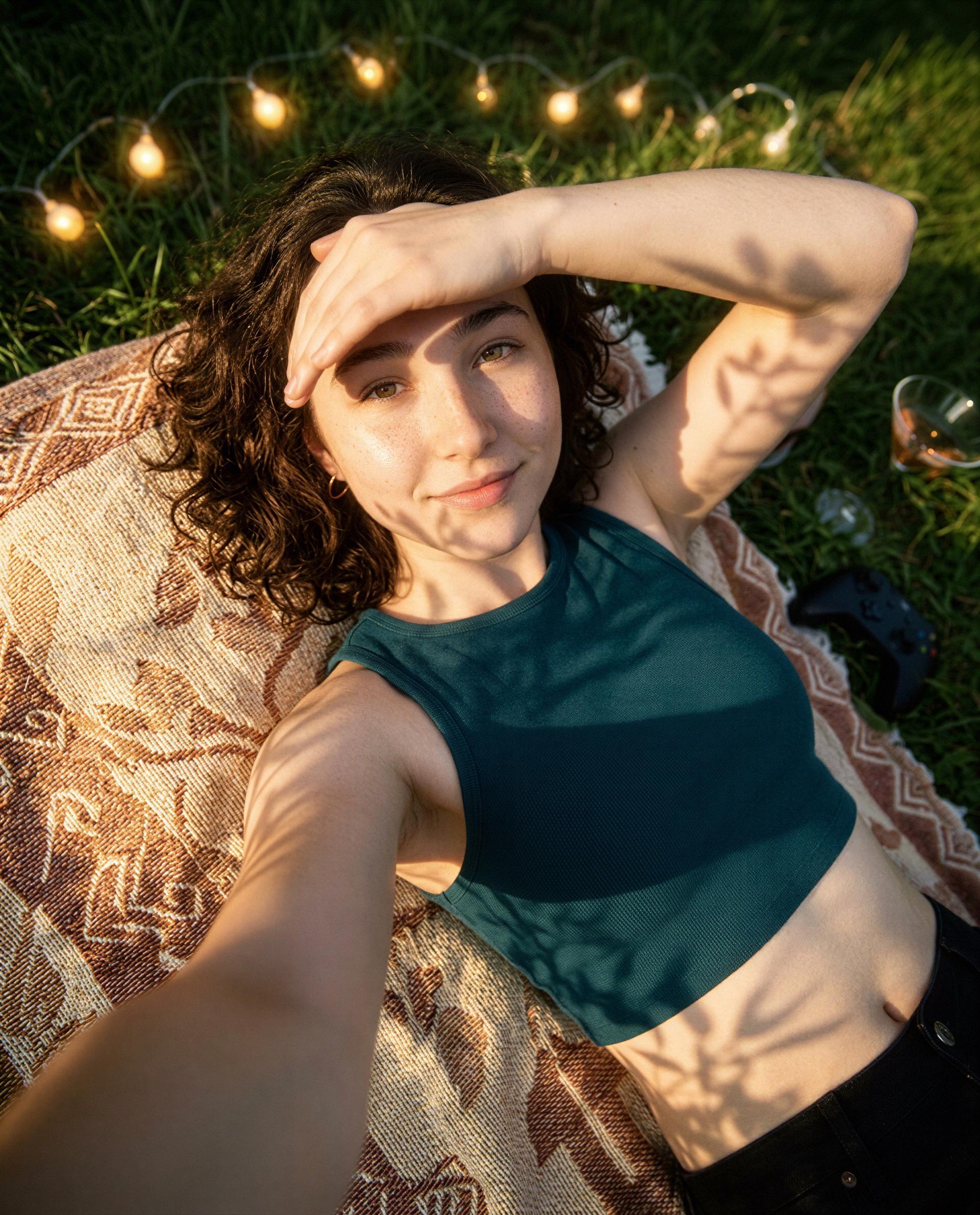 Like what you see, slip me a few tokens and I’ll stop pretending this picnic is innocent 😉, by Greta Krause