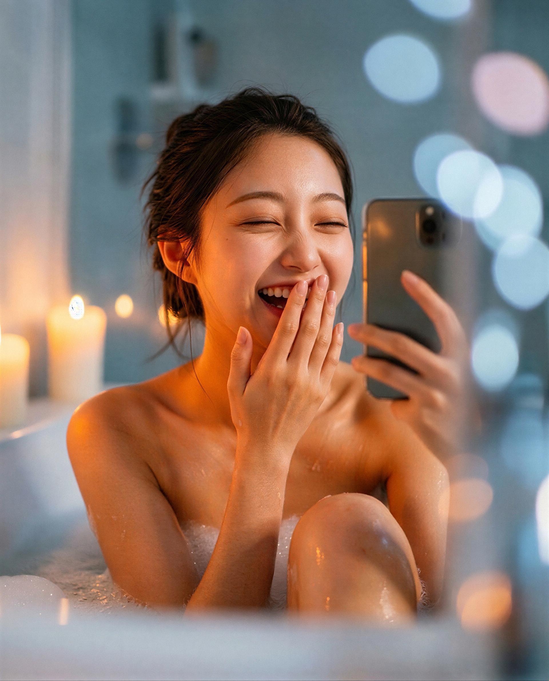 Candlelight, bubbles, and a smile that costs a subscription - care to upgrade? 😏, by Yuuko Yang
