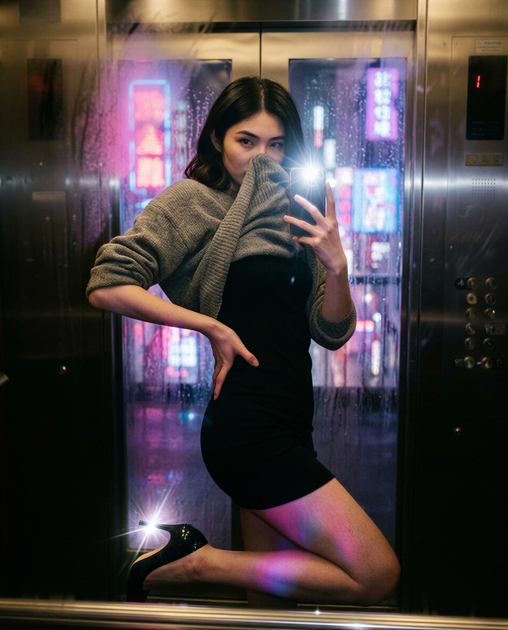 Caught in neon and mischief—wanna be my favorite secret? 💕, by Chloe Nguyen