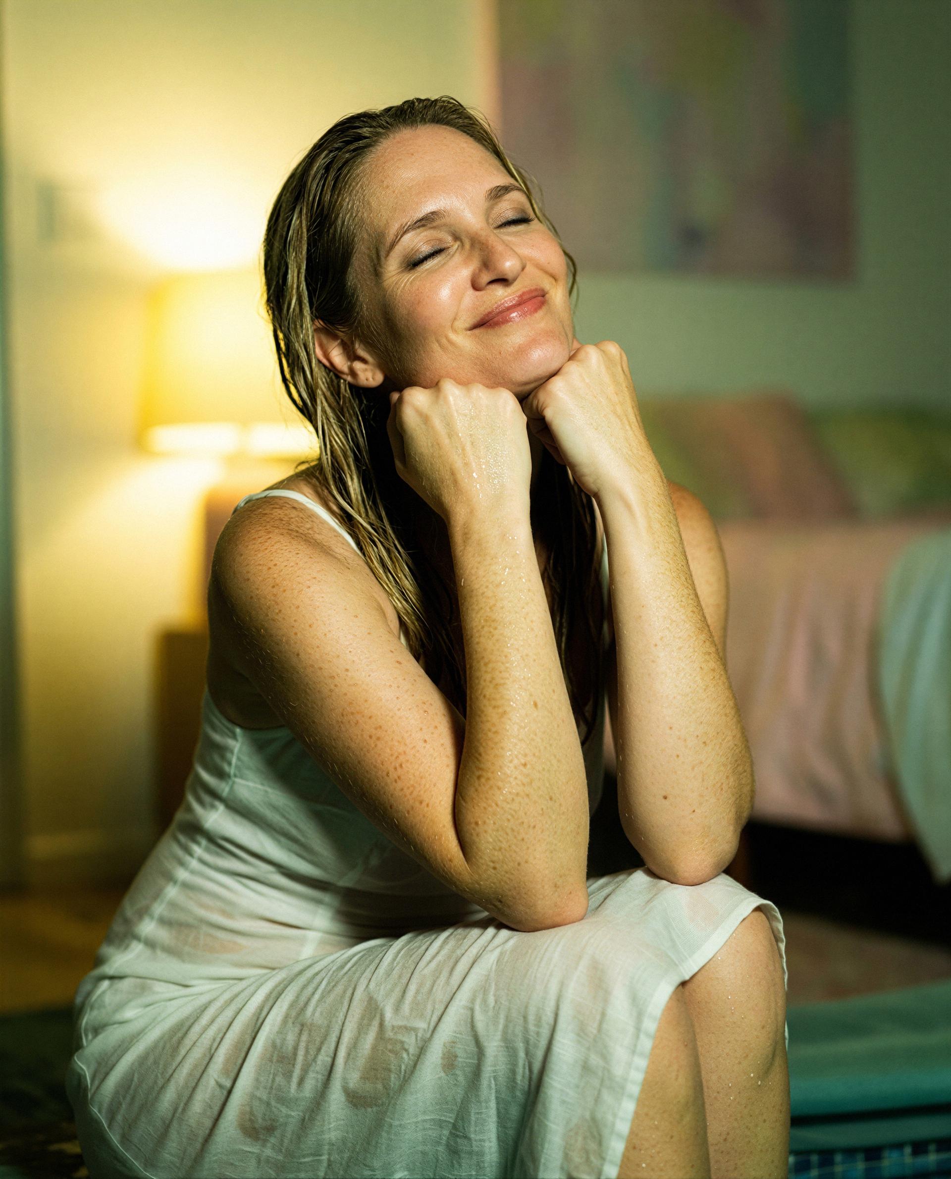 Drenched and grinning because of you—come make me blush in person? 😘, by Alessia Santi