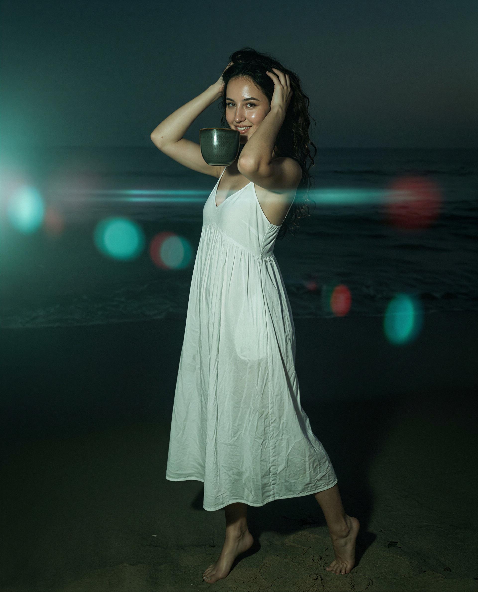 Saved you a spot in the moonlit sand—come sip from my cup and stay awhile? 😉, by Esperanza Xochicalco