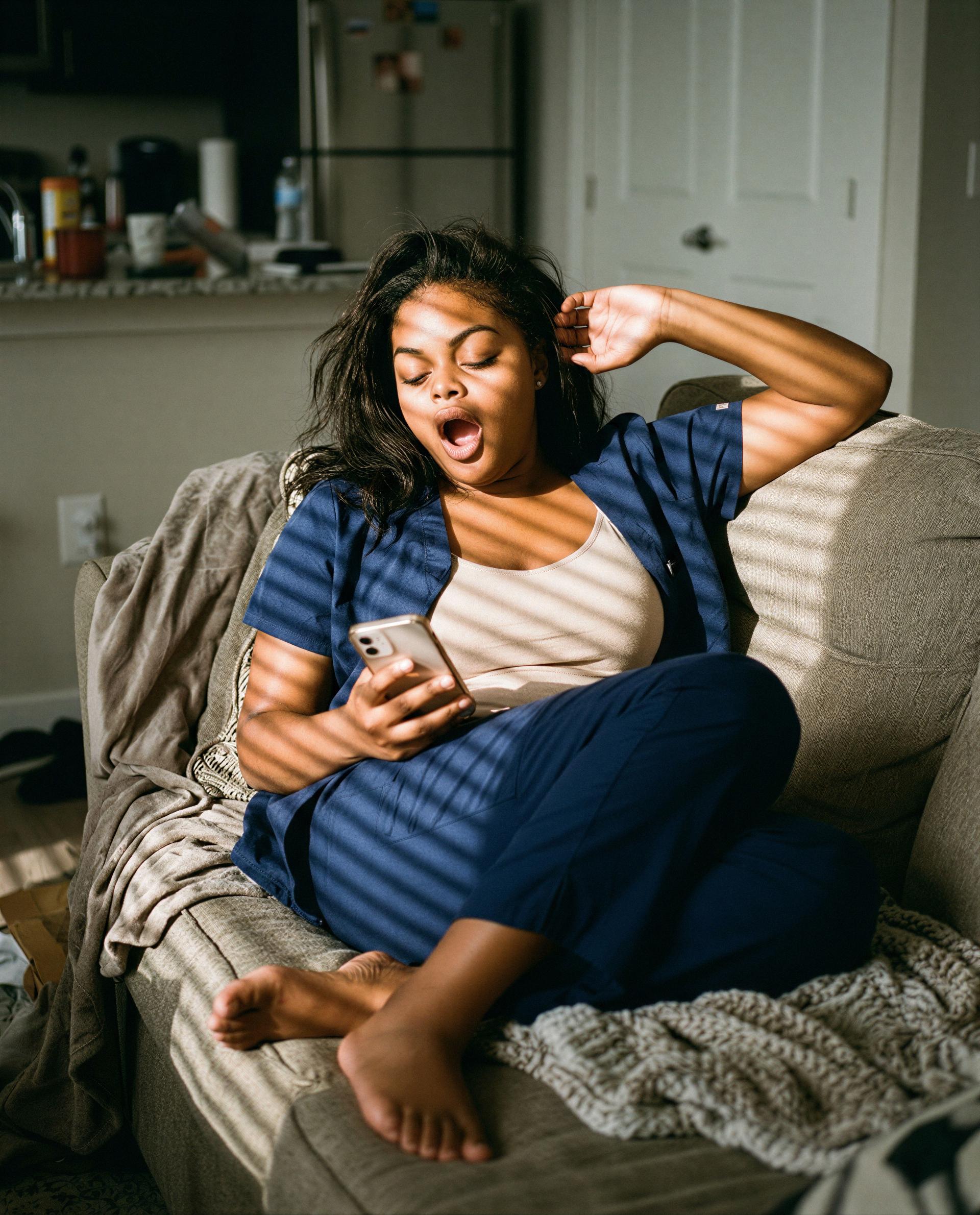 Yawning but thinking only of you - come wake me up in my inbox and I’ll show you how grateful I am 😘, by Amina Sow