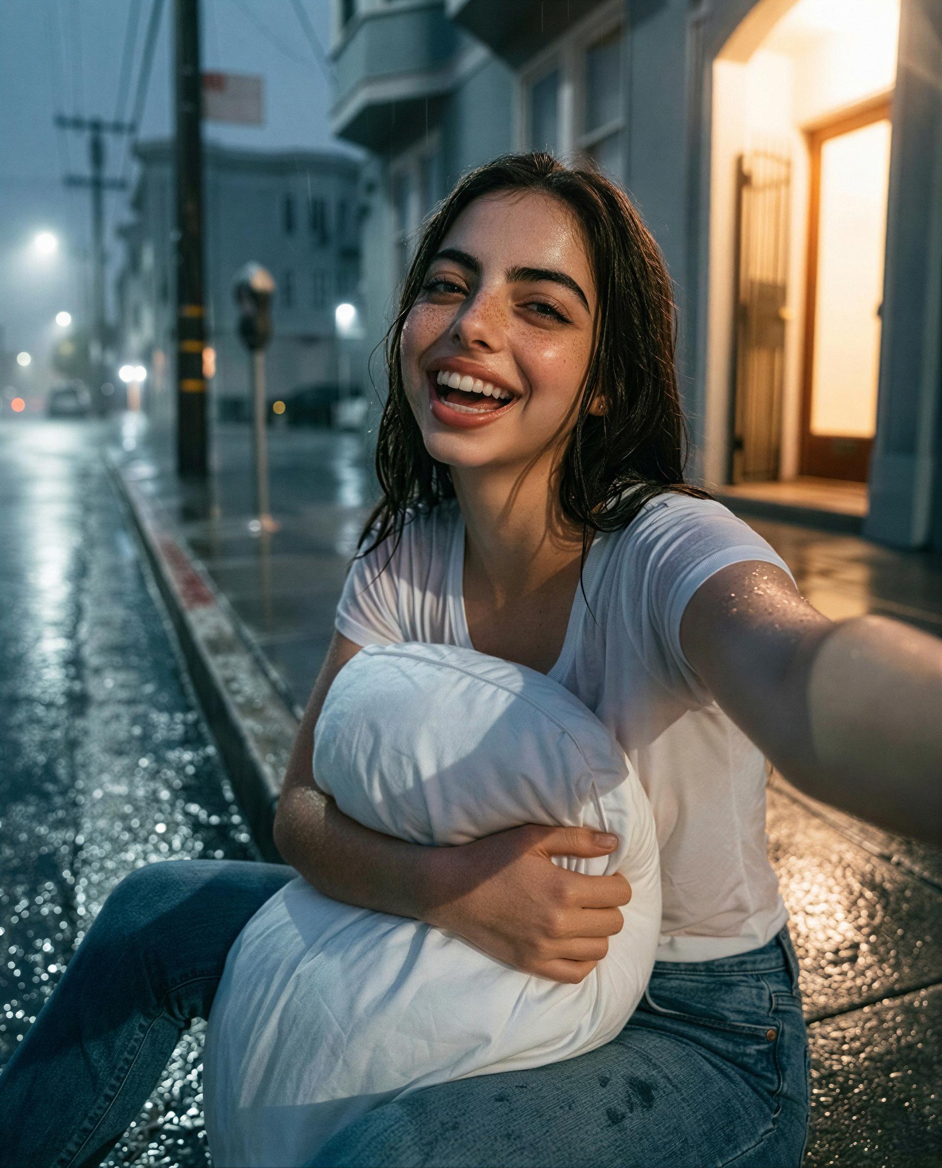 Wet hair, warm pillow, and a spot with your name on it—think you can handle that? 😘, by Dalia Hashim
