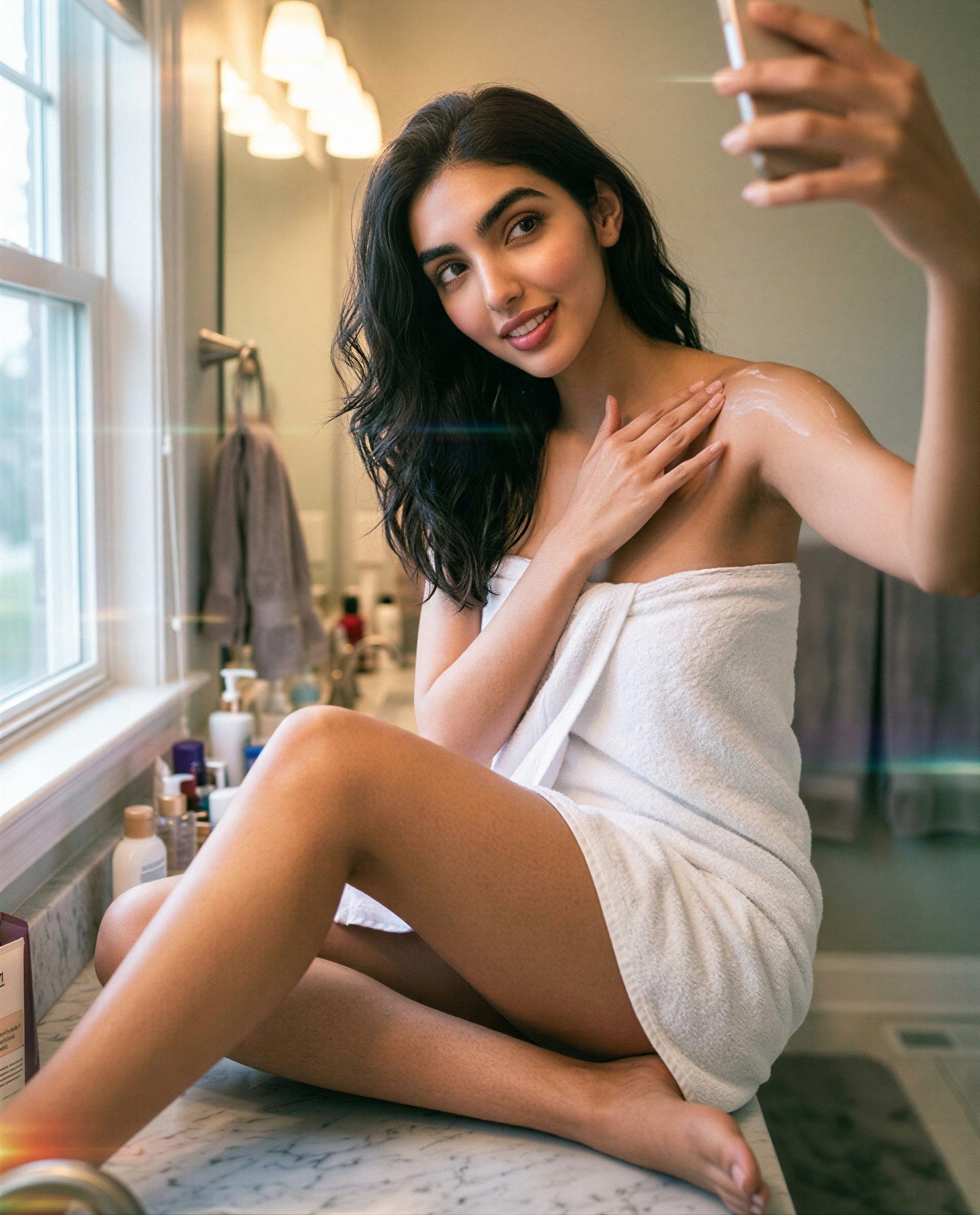 Towel, a little shimmer, and a private invite - come claim your VIP peek 💕, by Ladan Jahan