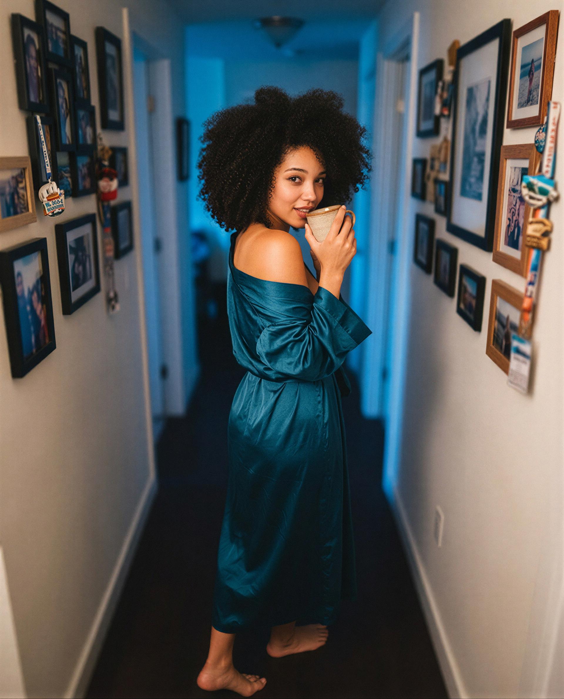 Coffee’s hot, robe’s loose—wanna find out how much more? 😉, by Zara Martínez