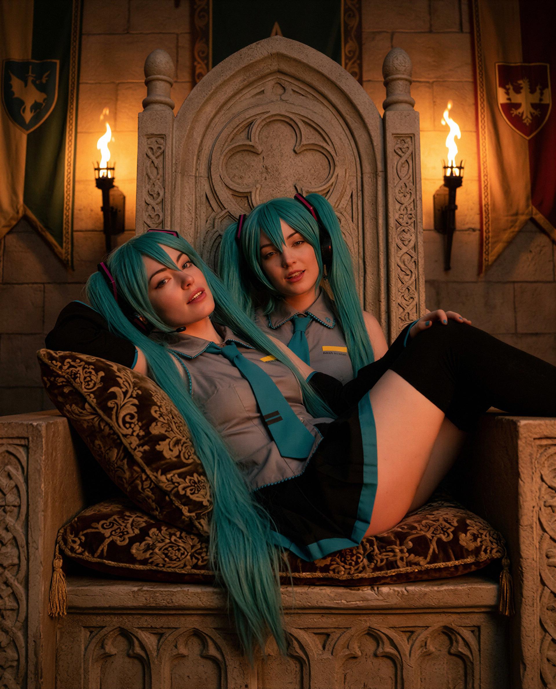 Two Mikus, one throne — come claim your crown, babe. 💕, by Erin Frank