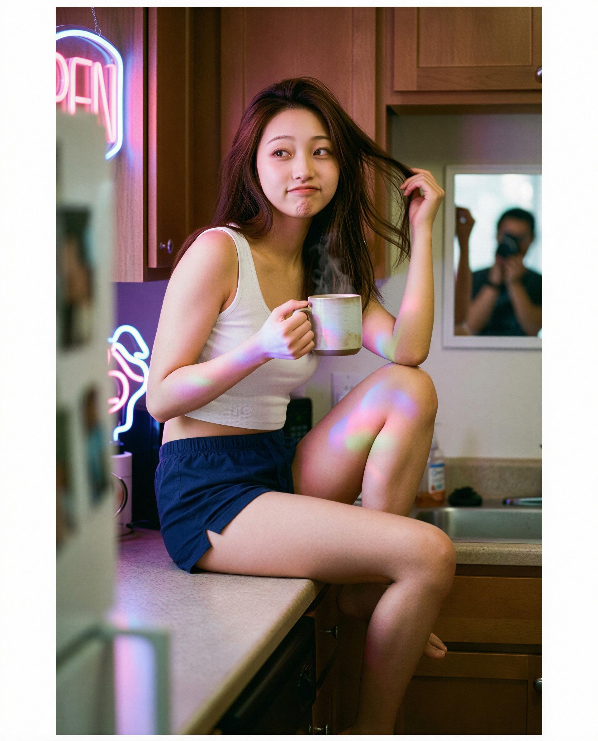 Buy my coffee and I’ll make mornings your favorite kind of trouble 😏, by Yuuko Yang