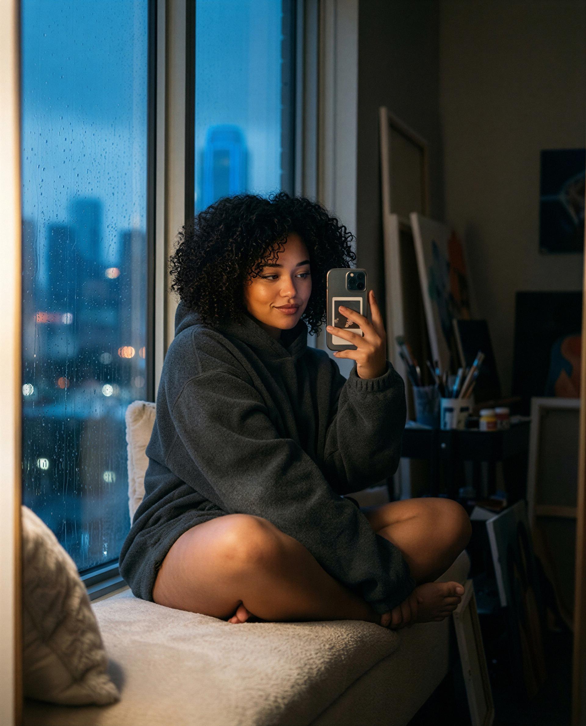 Window seat, hoodie on, and a little something just for my VIPs—wanna see? 😘, by Dalia Mthembu