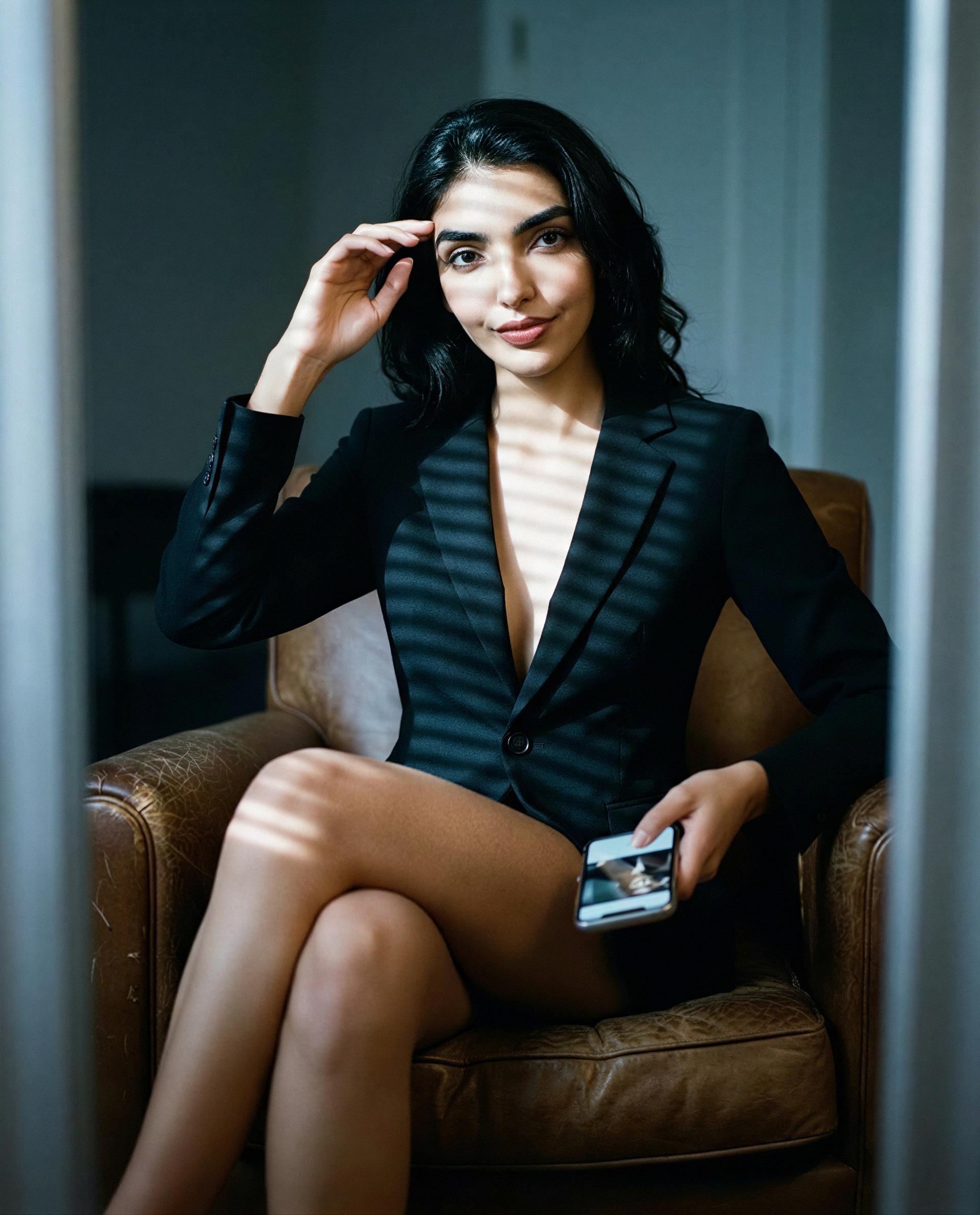 Holding my phone, holding back—wanna change that? 😘, by Ladan Jahan