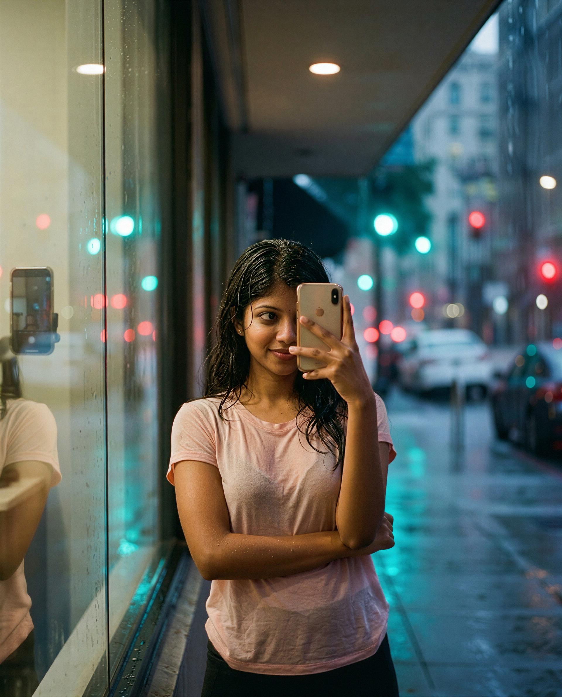 Rain on my skin, plans on my lips—come see what I'm whispering after dark 😏, by Khadija Sidhu