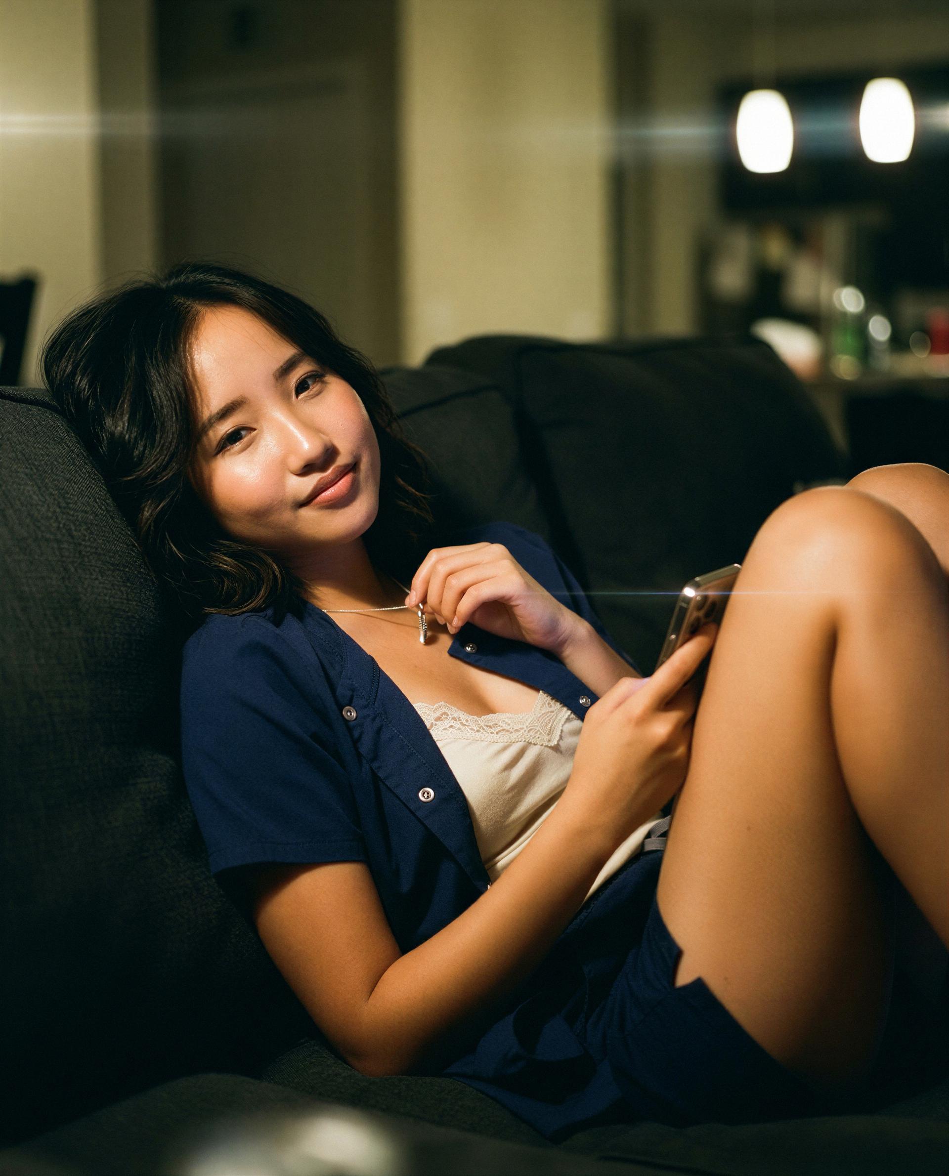 Just me, my phone, and a few secrets—wanna be the one I whisper them to? 💕, by Ava Yamamoto