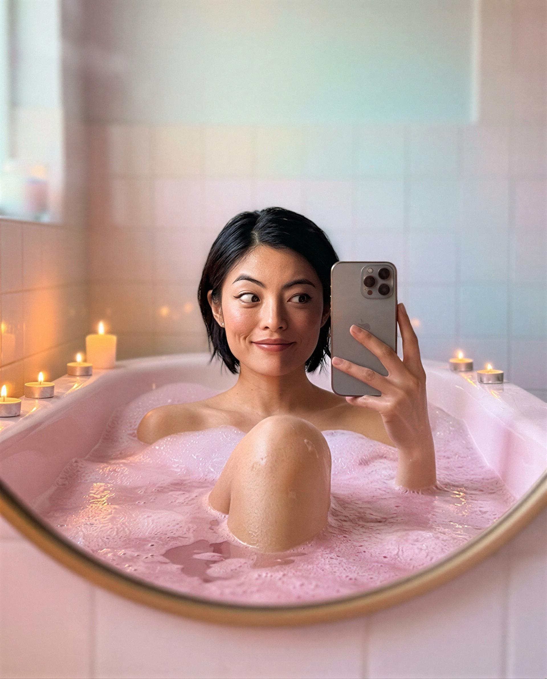 Bubble bath’s ready—slip in and I’ll make it worth your subscription 😘, by Roshni Karimov