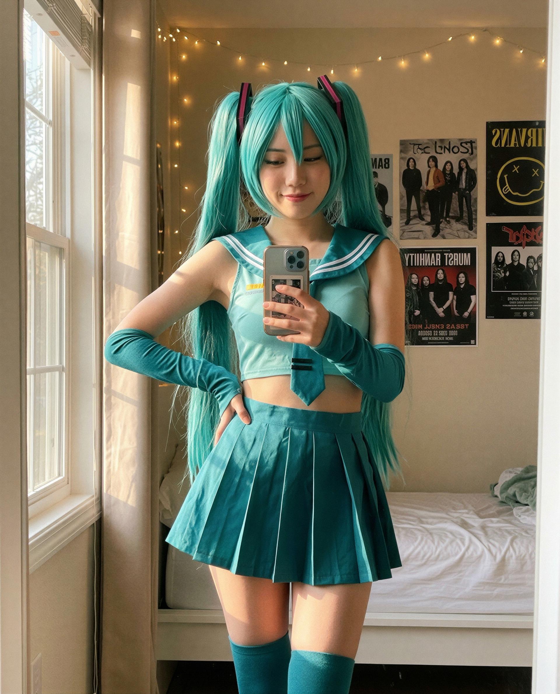 Teal hair, secret smiles - buy a front-row seat to me and I’ll make every minute worth it 💙, by Daisy Ping Zhang
