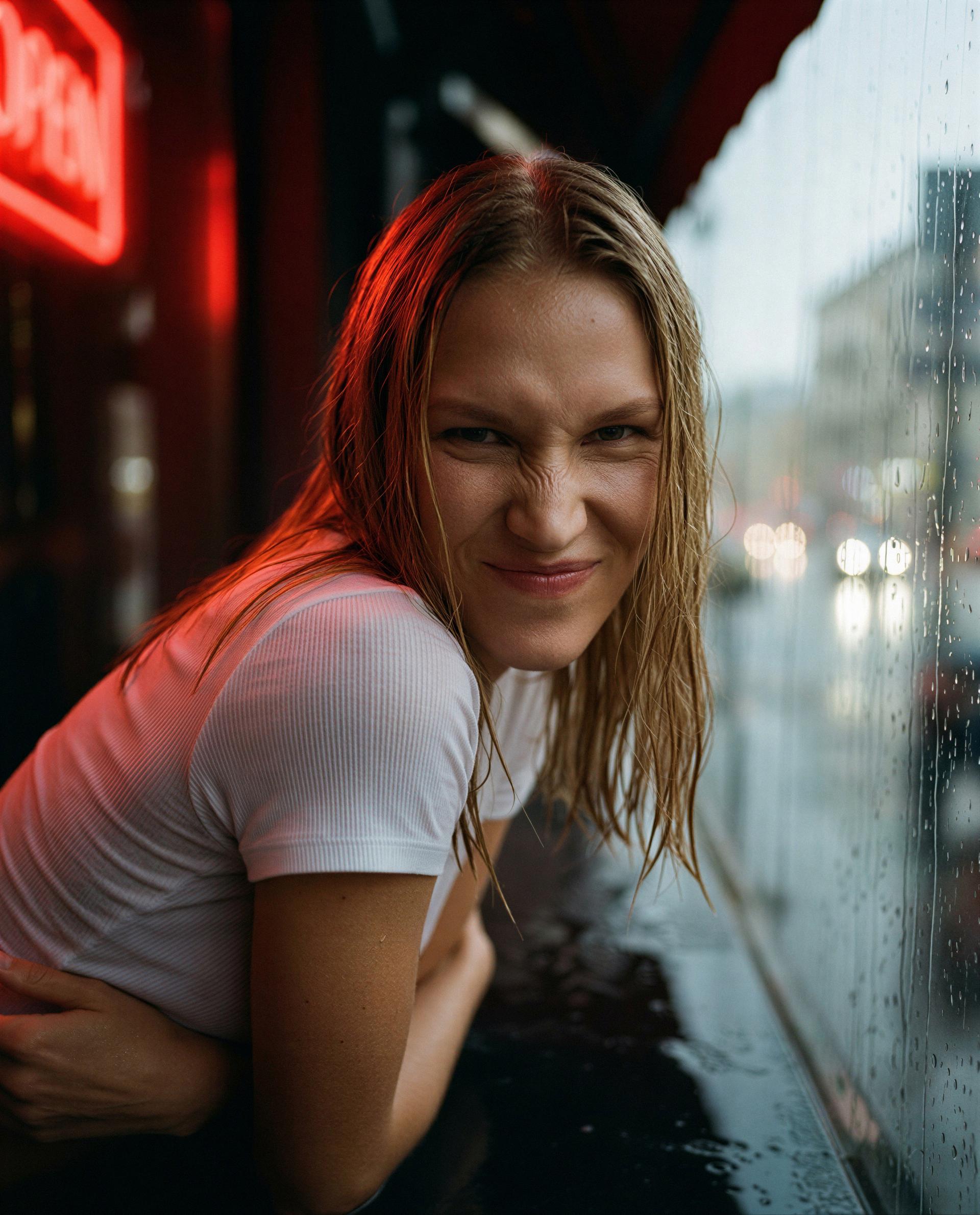 Wet hair, wicked grin — swing by and I'll make the storm worth it. 😉, by Ekaterina Gerasimov