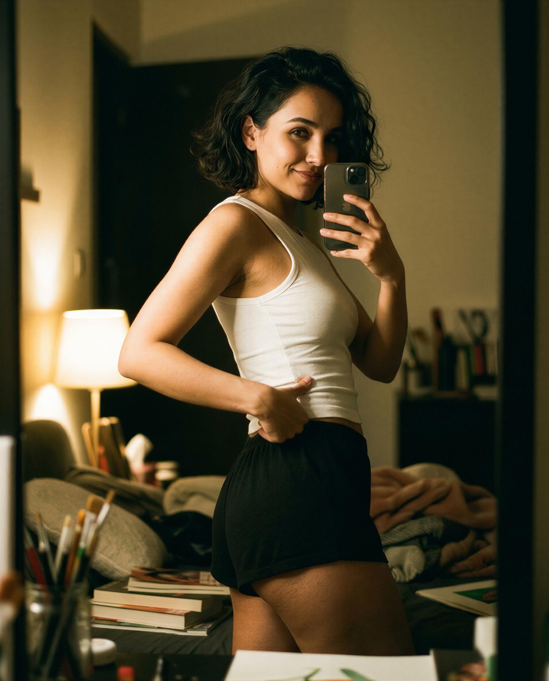 Mirror's on and I'm just getting started - unlock the rest and let me show you how impossible I am to forget, babe 😘💕, by Fariha Chatterjee