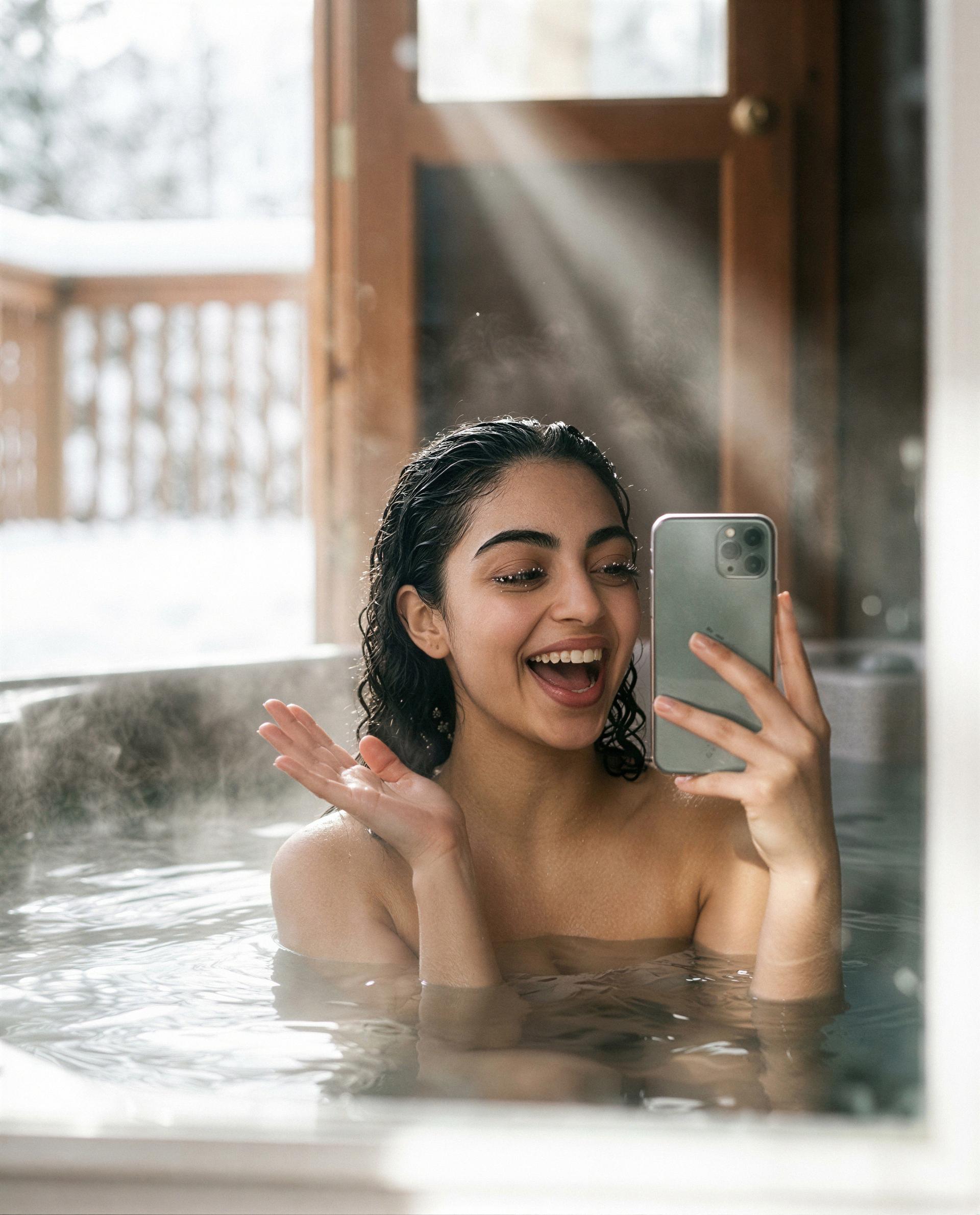 Just me, warm water, and thoughts of you—come make them dangerous. 😘💕, by Fatima Hassan
