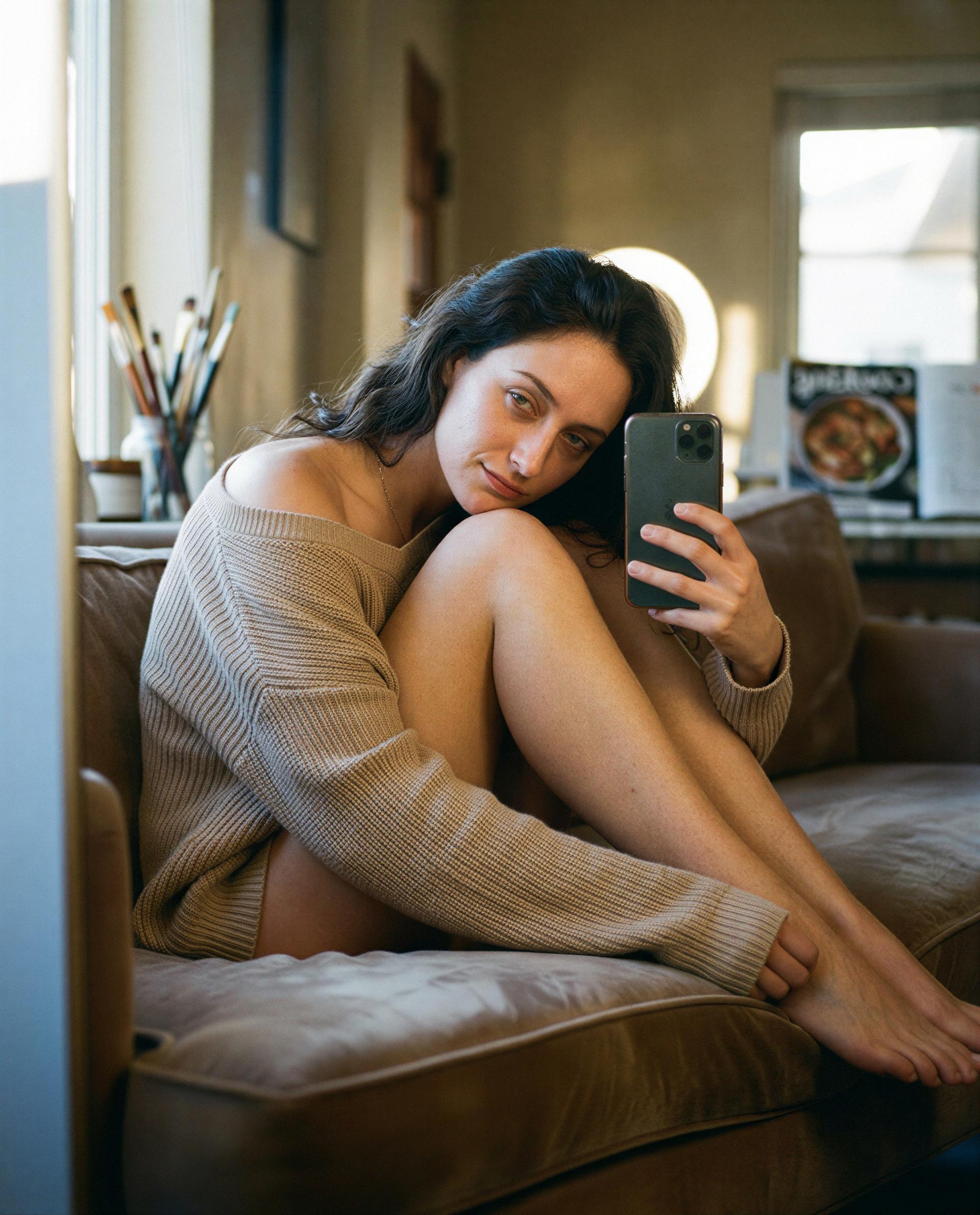 Soft sweater, softer intentions—wanna help me test them? 😘, by Emily Schäfer