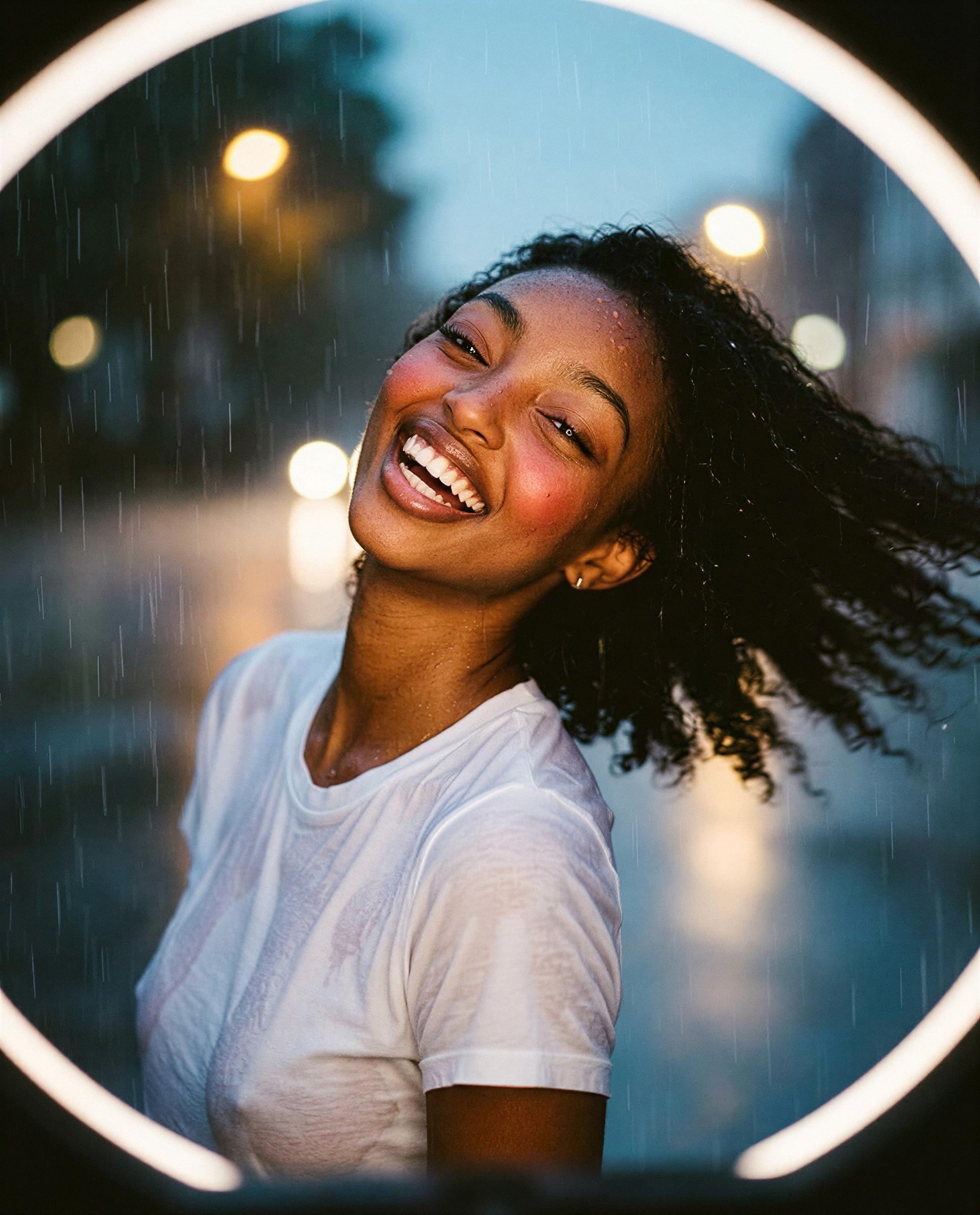 smiling in the rain and feeling a little dangerous - care to claim tonight’s secret? 🫣💦, by Angel Toure