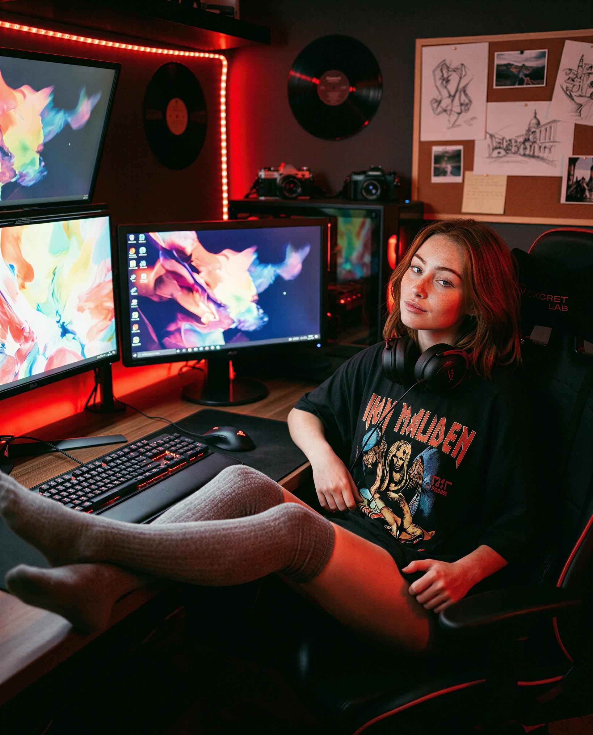 Headphones on, socks up - come whisper your favorite game in my ear and I’ll give you a private reward 😉💕, by Abigail Farrell