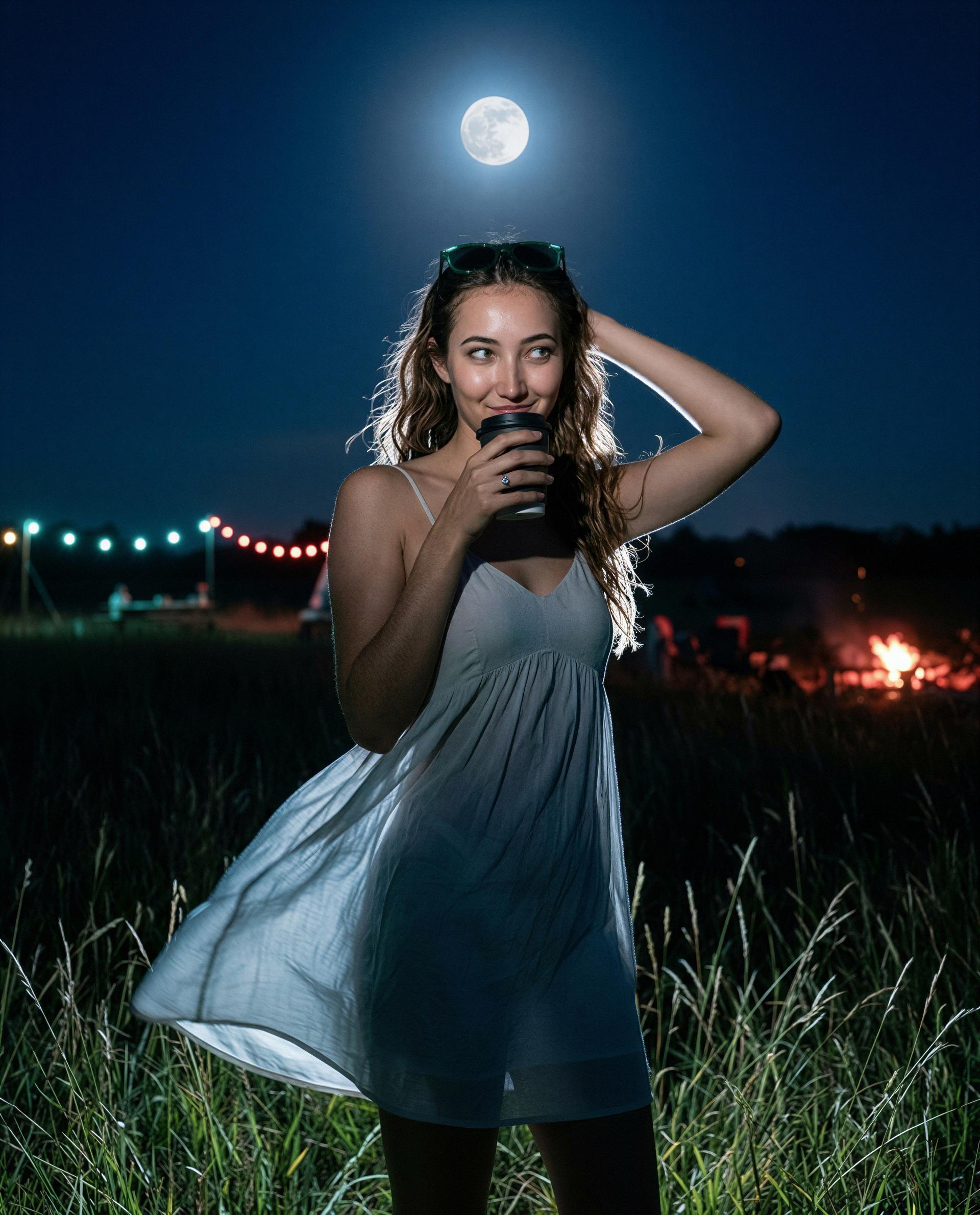 Moon’s up, dress is light - tempt me and I’ll show you what’s under the stars 😈, by Diana Bermúdez
