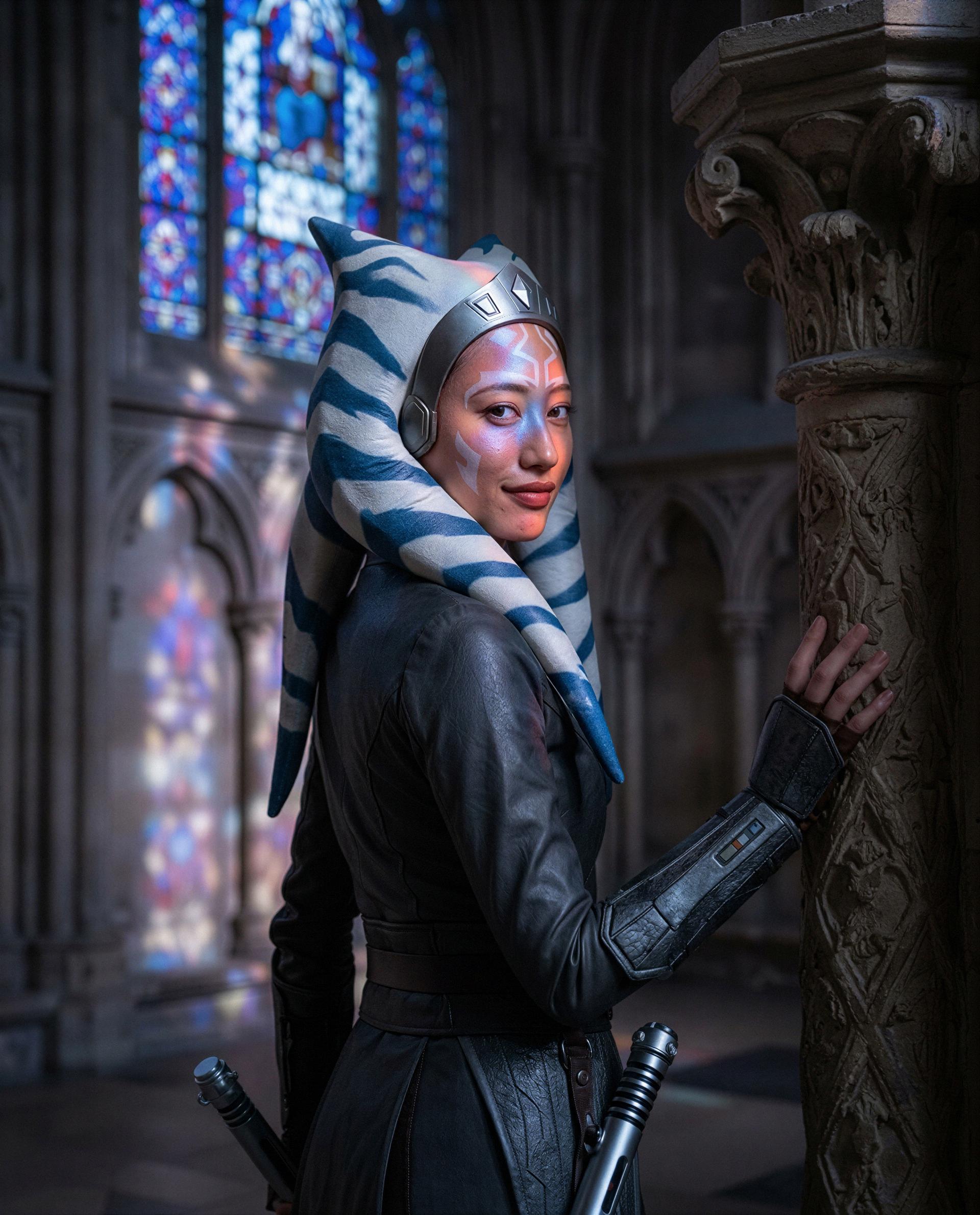Temple lights, leather, and just enough danger—how close do you wanna get? 😘, by Rui Yang