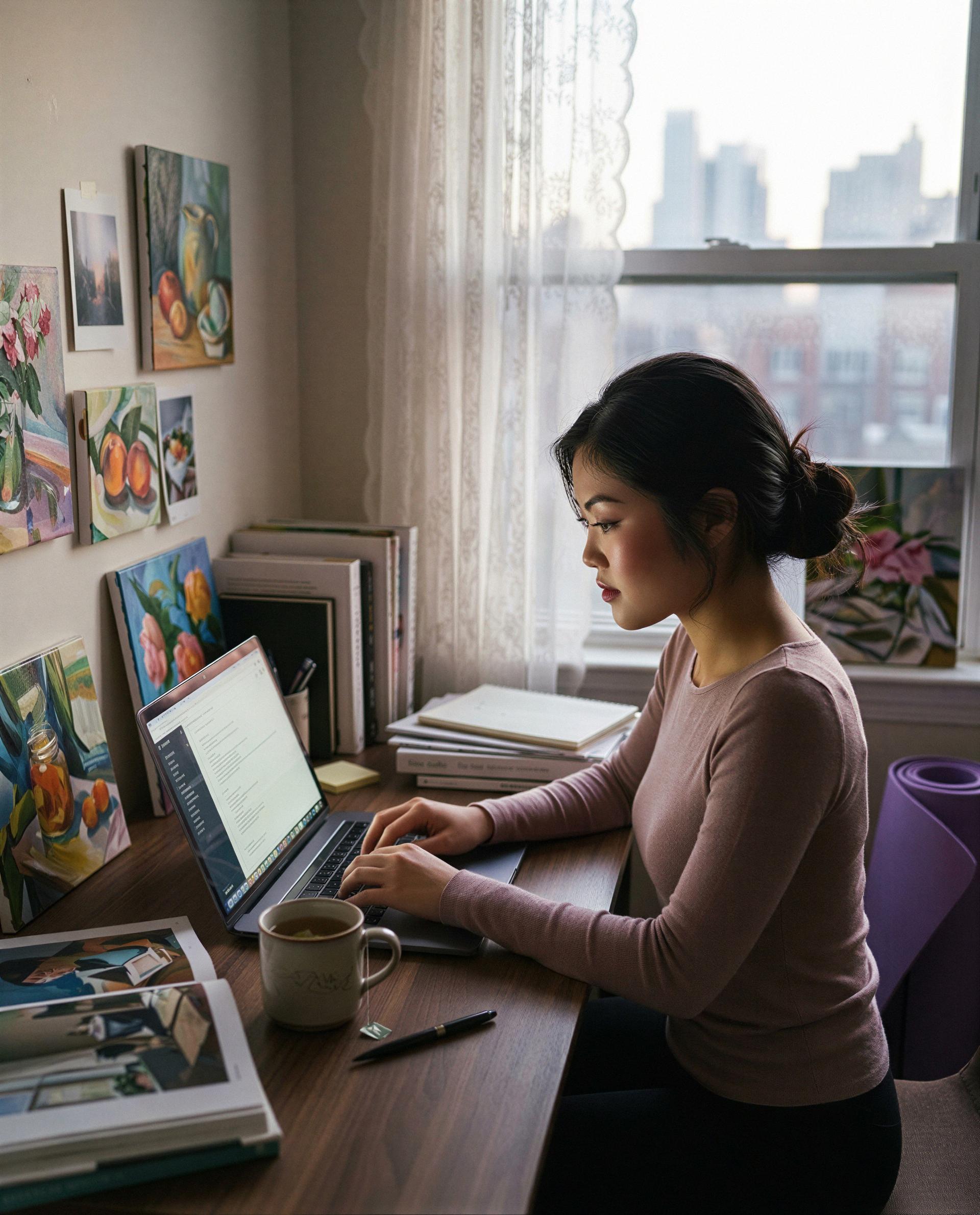 Hana Kurmanbek: Morning vibes in my cozy corner, where creativity meets calm. Just me, my tea, and a bit of inspiration.