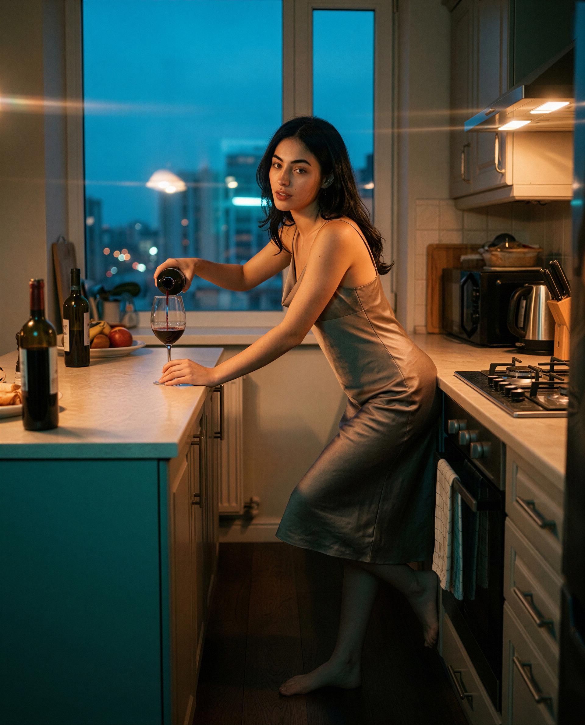 is this too forward? poured a glass just for you — slide into my DMs and i’ll pour the rest. 🥂😳, by Isabel López
