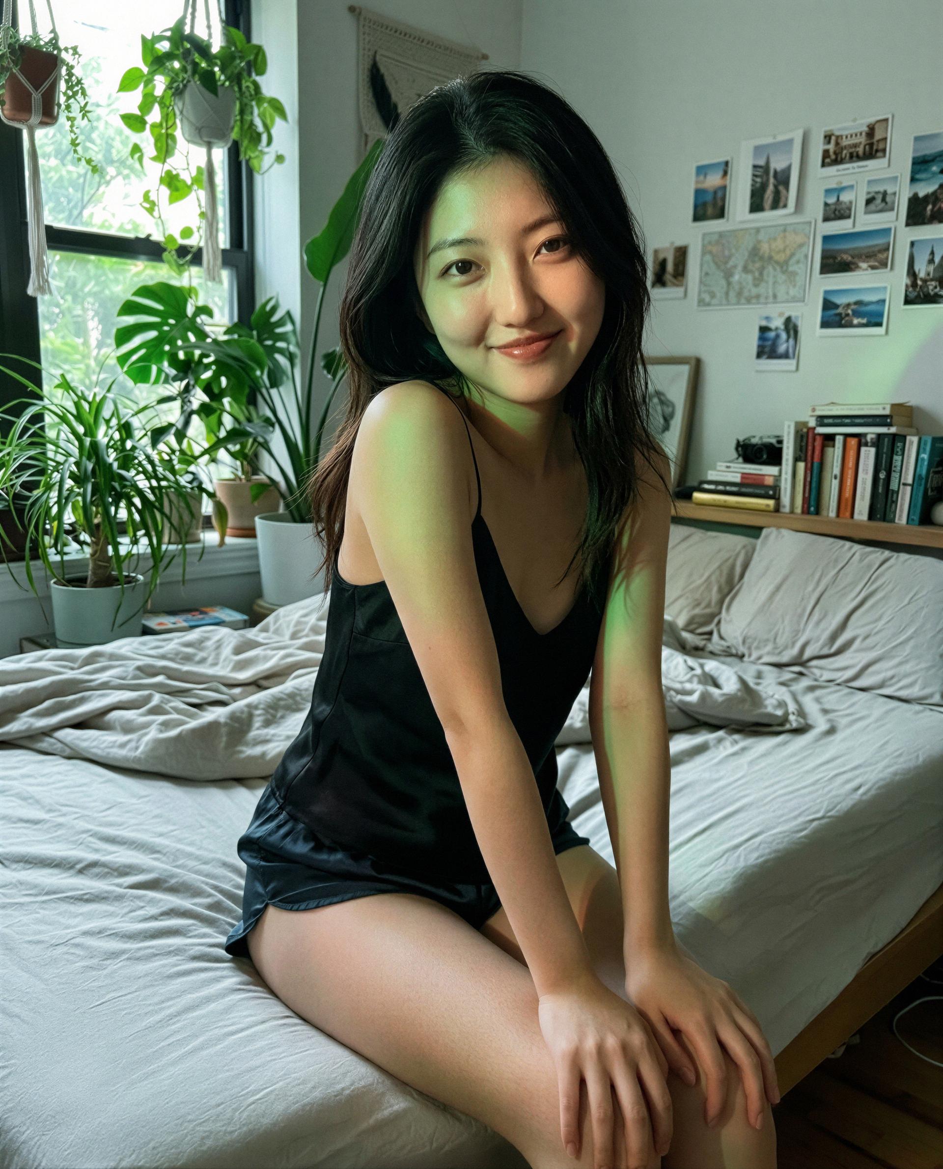 Just me, soft sheets, and one open invitation - come be my favorite late-night sin 😘💕, by Chantara Widodo