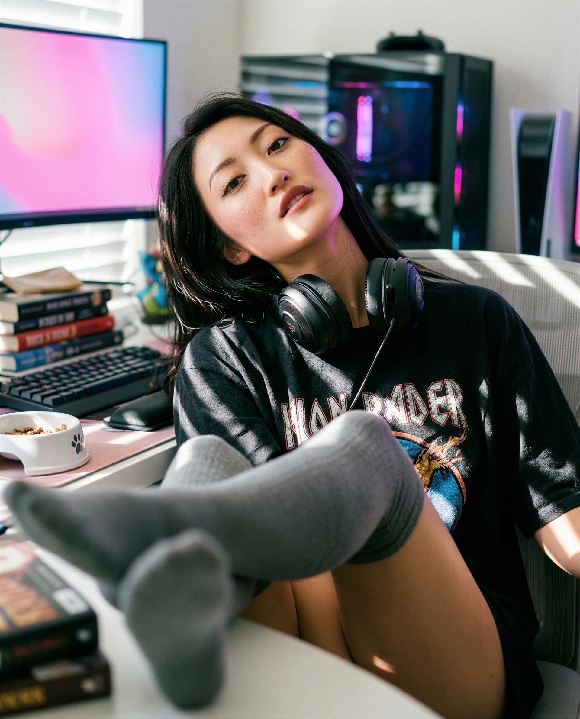 I'm online, unbothered, and dangerously tempting - press play if you can handle it., by Leila Nguyen