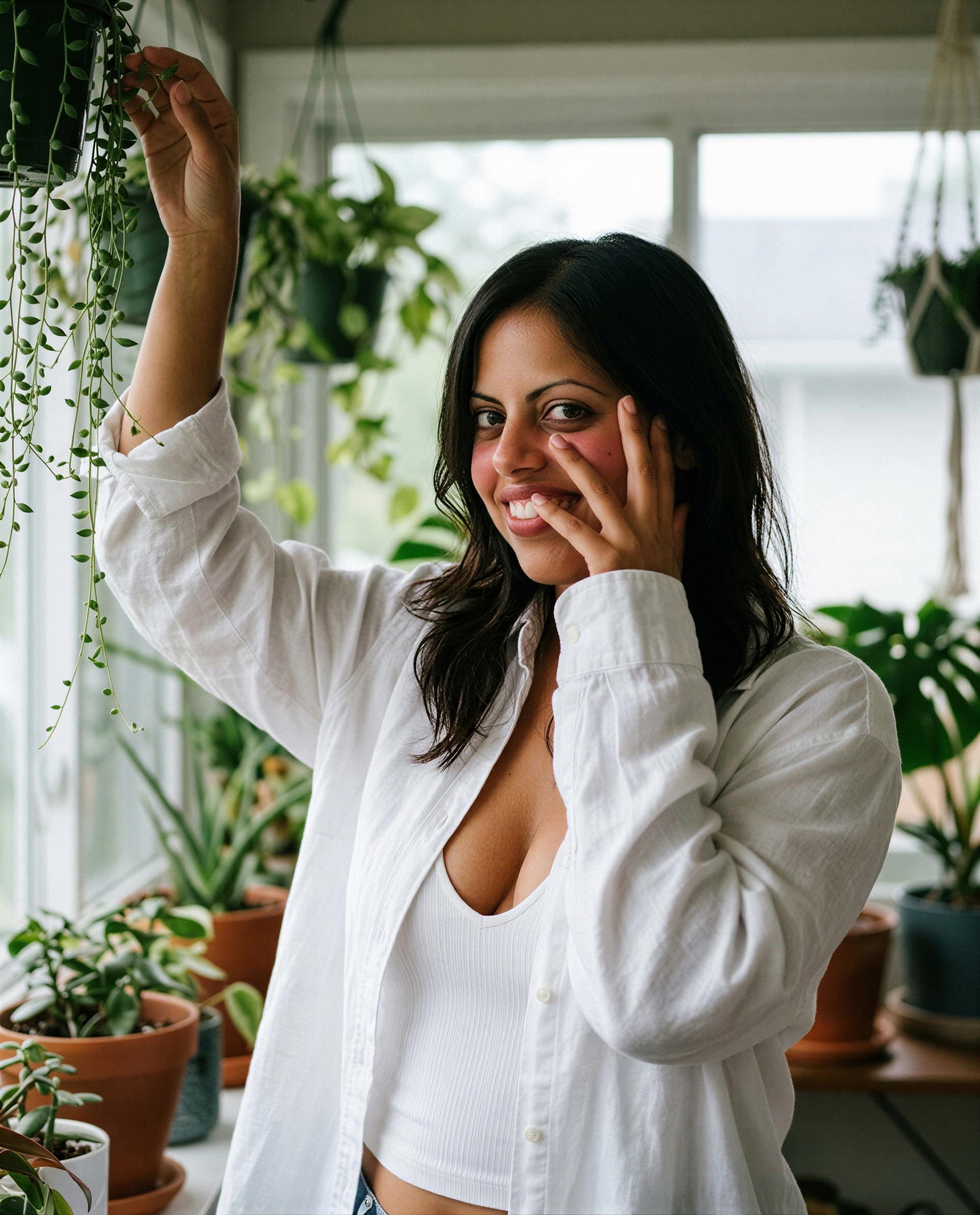 Sunlit skin and a shy grin—just say the word and I’ll make tonight unforgettable. 🌿💋, by Anjum Ghosh