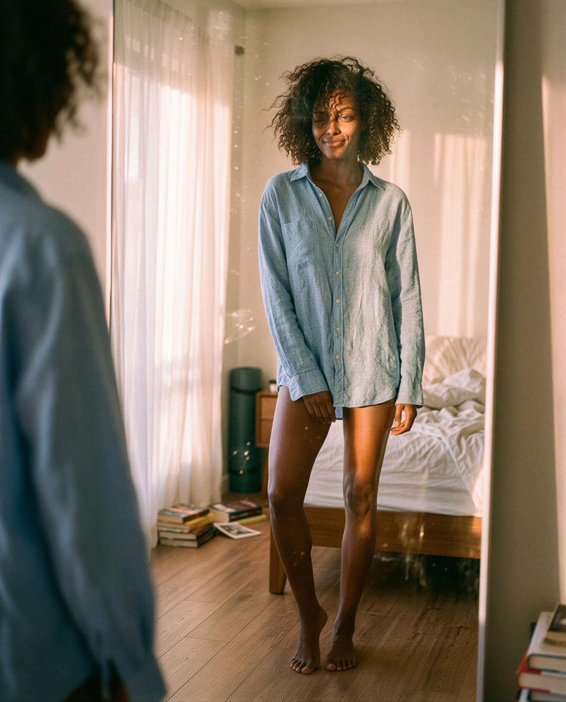 Shirt's doing all the teasing tonight—think you can handle the rest? 😉, by Grace Freeman