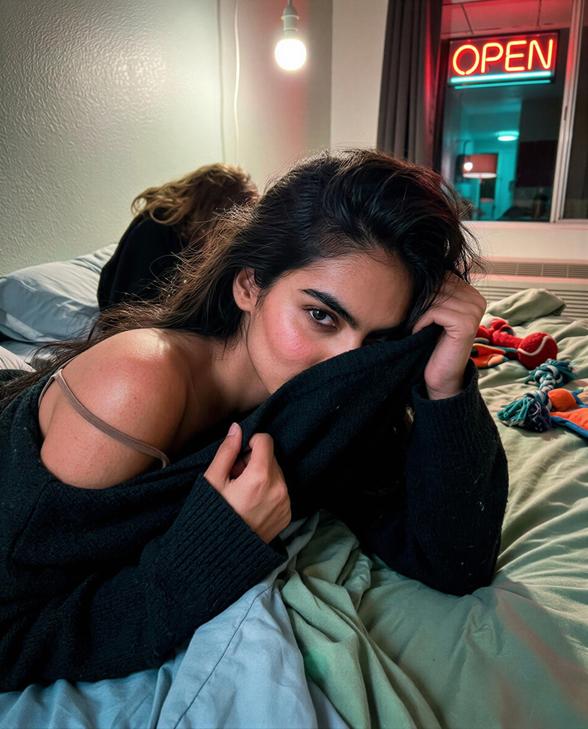 Lights are on and I’m staying up—wanna be the reason I lose sleep? 😏💕, by Tara Siddiqui