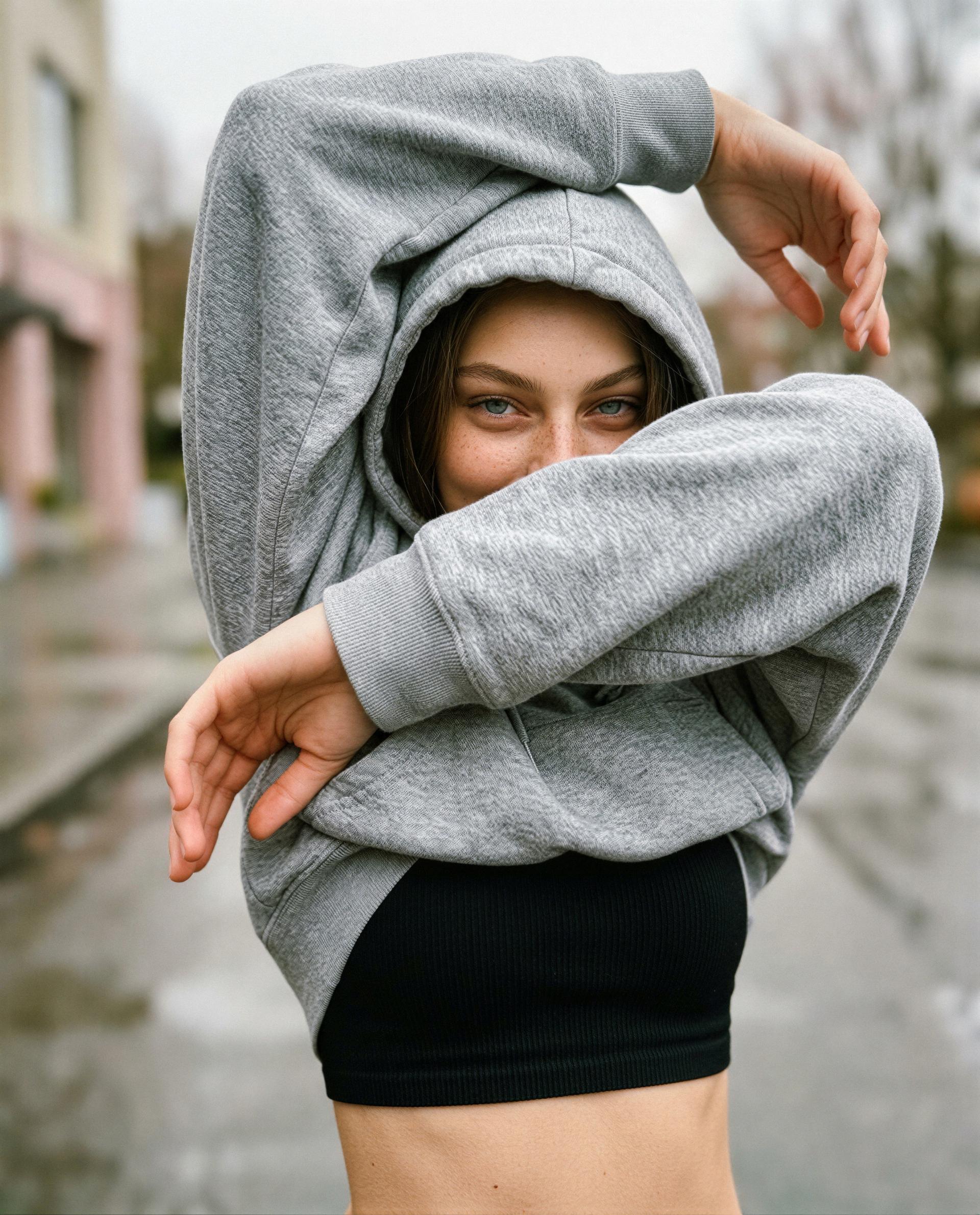 Grey hoodie, hungry eyes - come spend your night with me and I’ll reward you properly 😘, by Colette Quinn