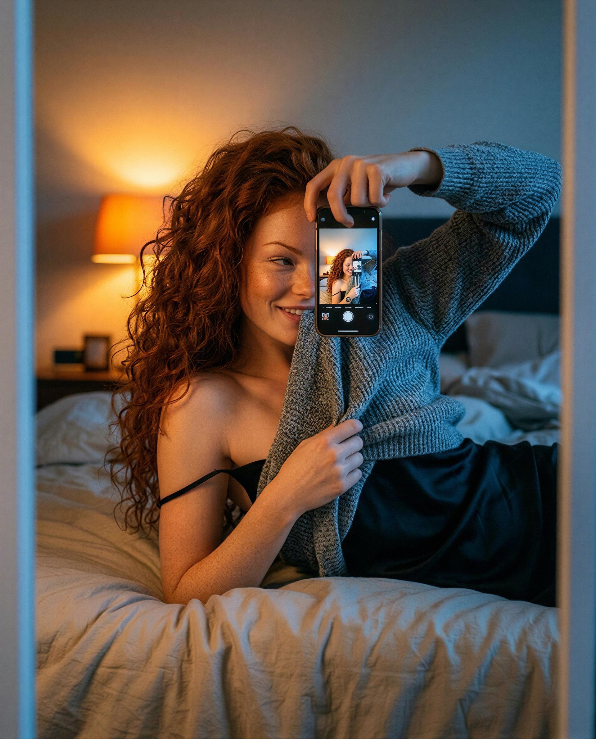 Caught in the mirror — come closer and I’ll make sure this smile is yours alone 😘💕, by Edith Cassidy