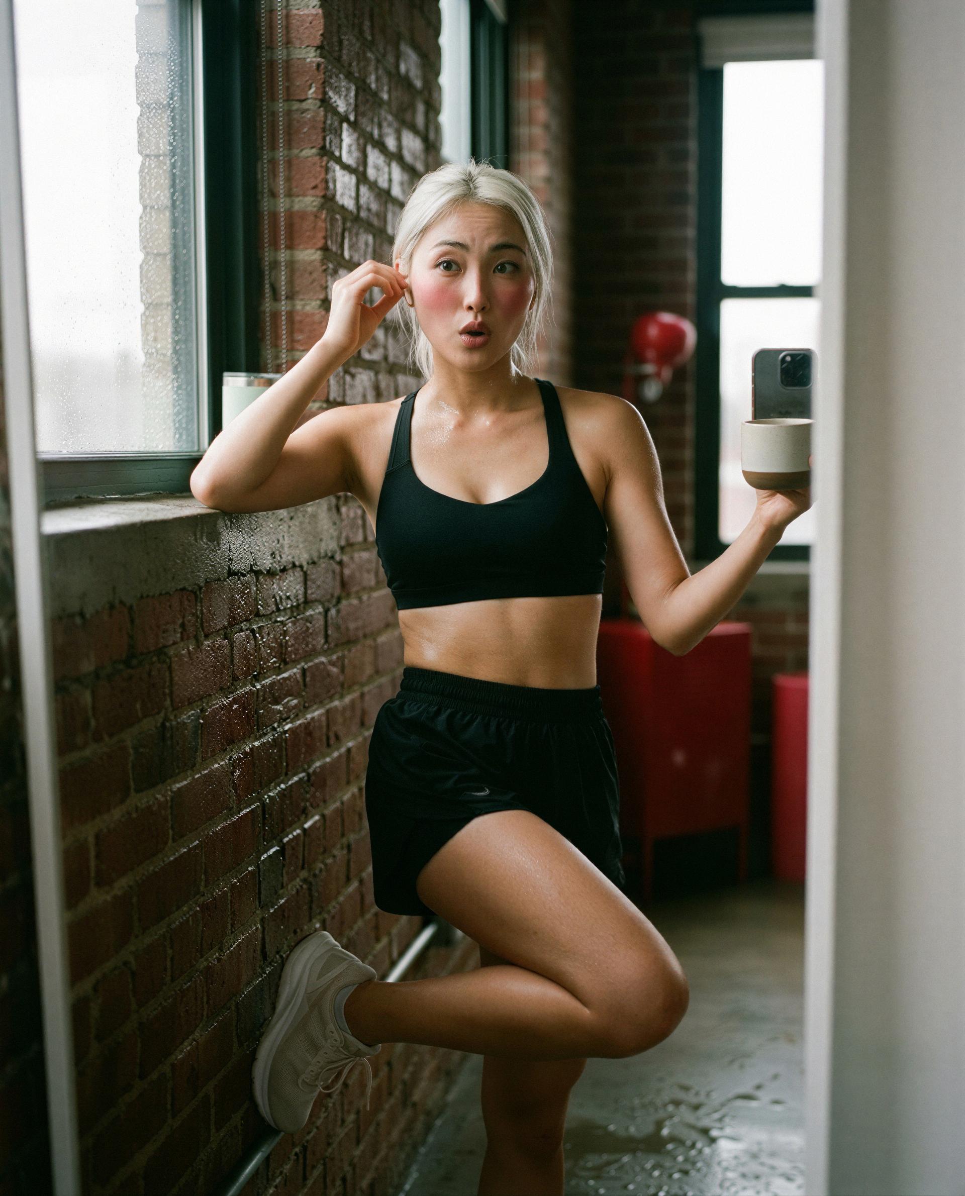 Gym glow activated—your turn to make me forget the reps. 💋, by Shizuka Inoue