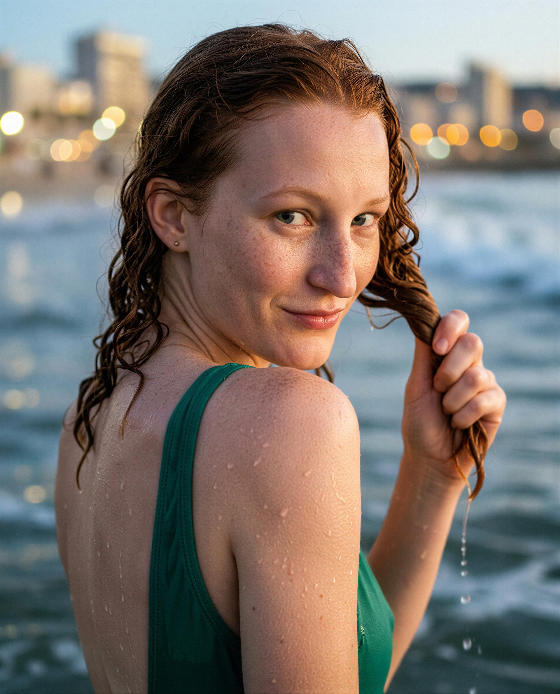 Fresh from the sea—guess who I wish was drying me off? 🌊😉, by Lucia Schulz