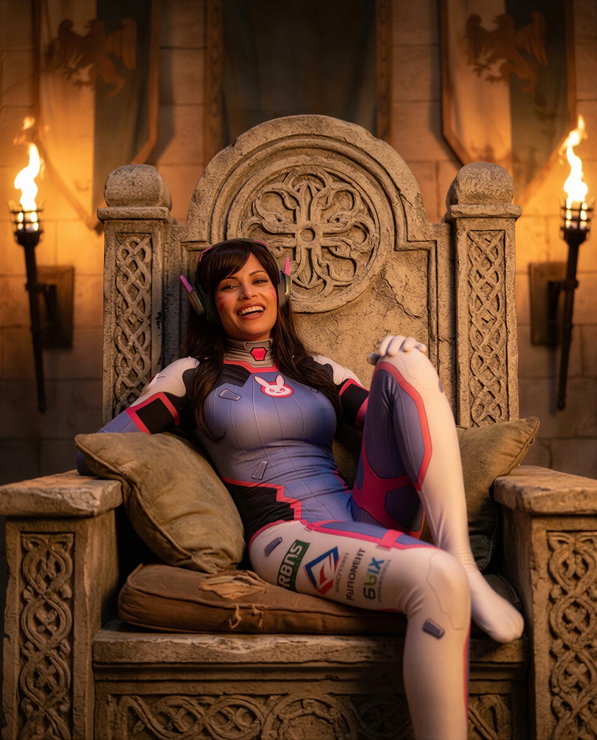 Throne, headset, and a private match—care to go all in with me? 😈, by Alexa Alvarez