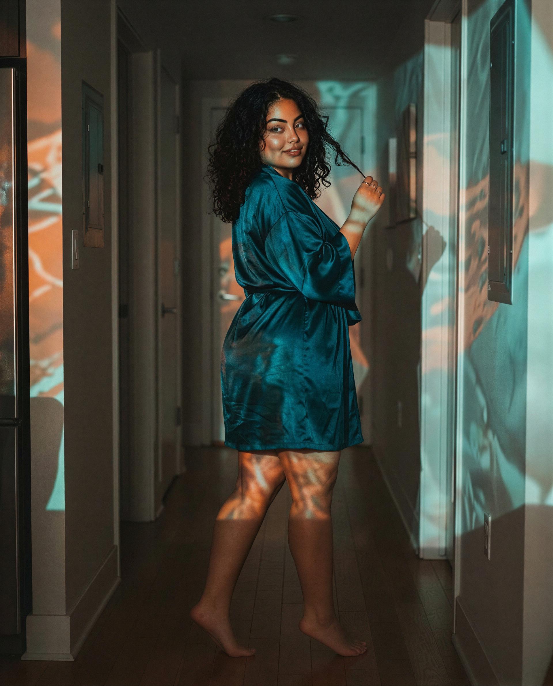 Wrapped in silk and daydreams, who’s ready to get a little lost with me? ✨💕, by Ximena Moreno