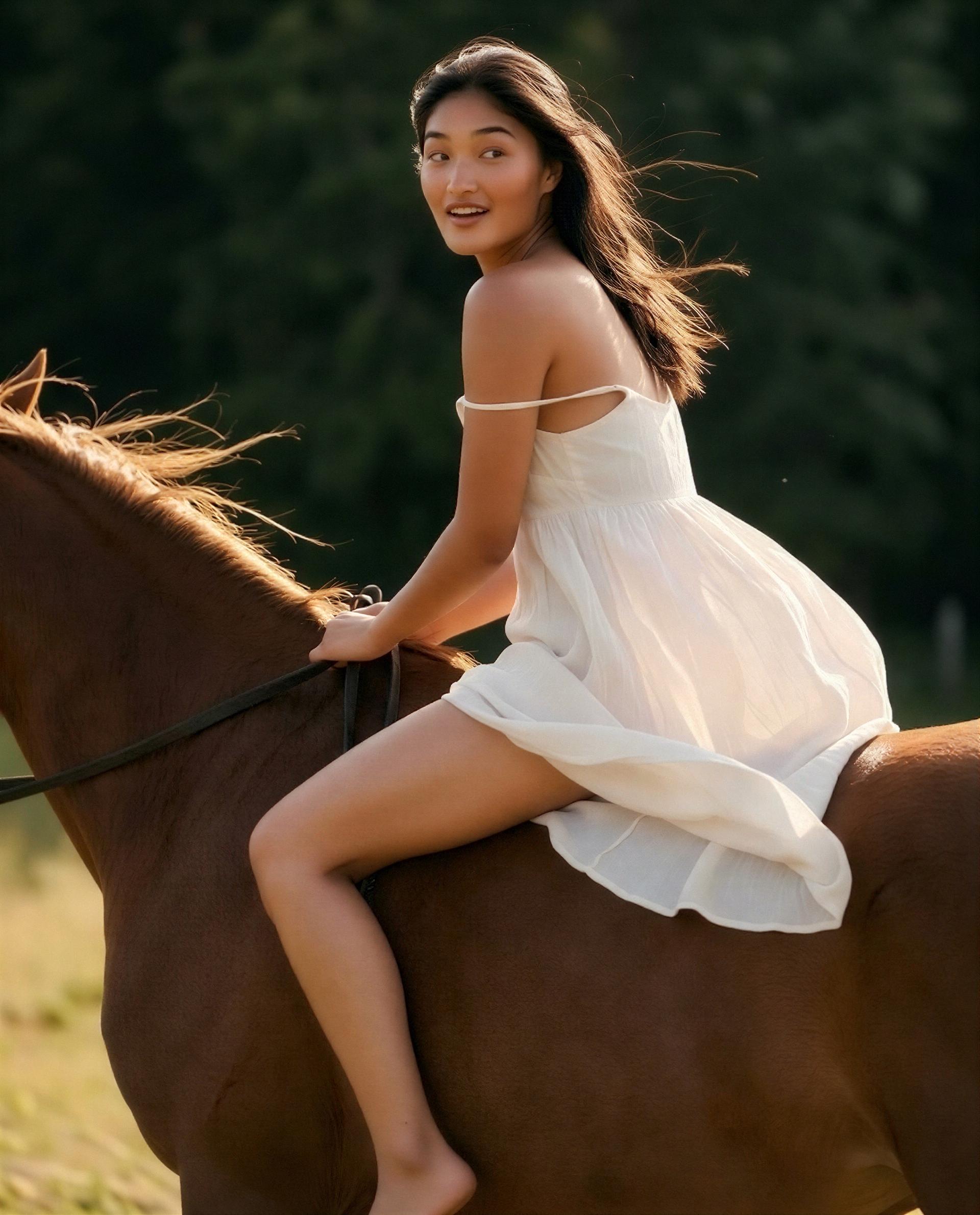 White dress, wild heart - unlock the private gallop with me, babe? 😏💕, by Priya Toktogul