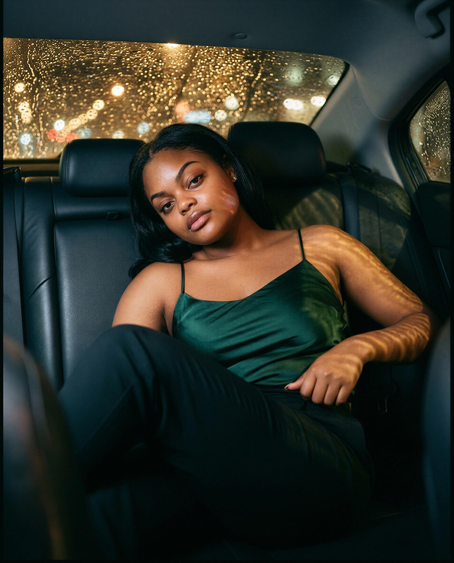 Just me, a little rain, and a whole vibe... what’s on your mind? 😉 — Amina Sow