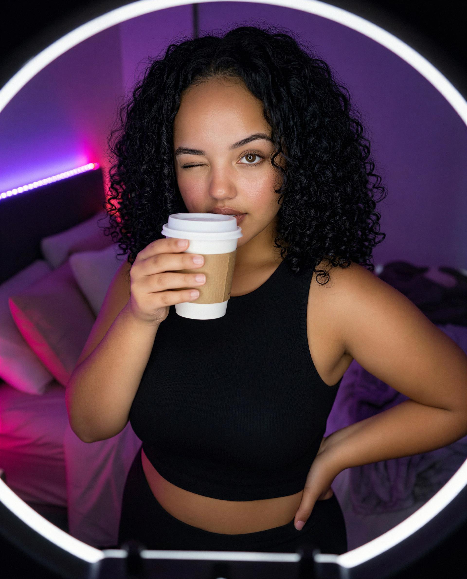 Sip with me and I’ll trade you whispers for your favorite kind of trouble 😉, by Zaira Fernandez