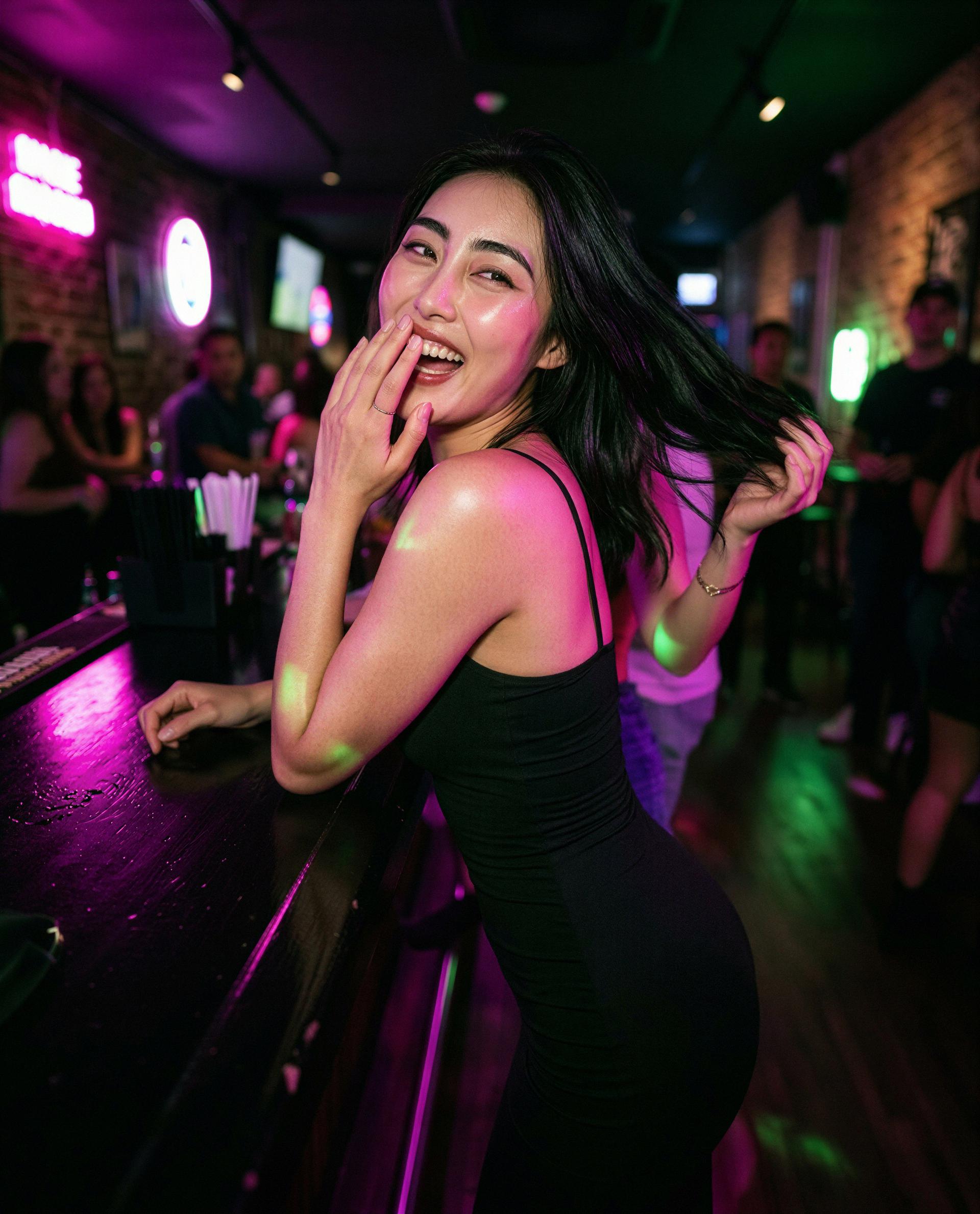 Neon, a little mischief, and me—want to find out what happens after last call? 😏💕, by Yoo-Jung Cheon