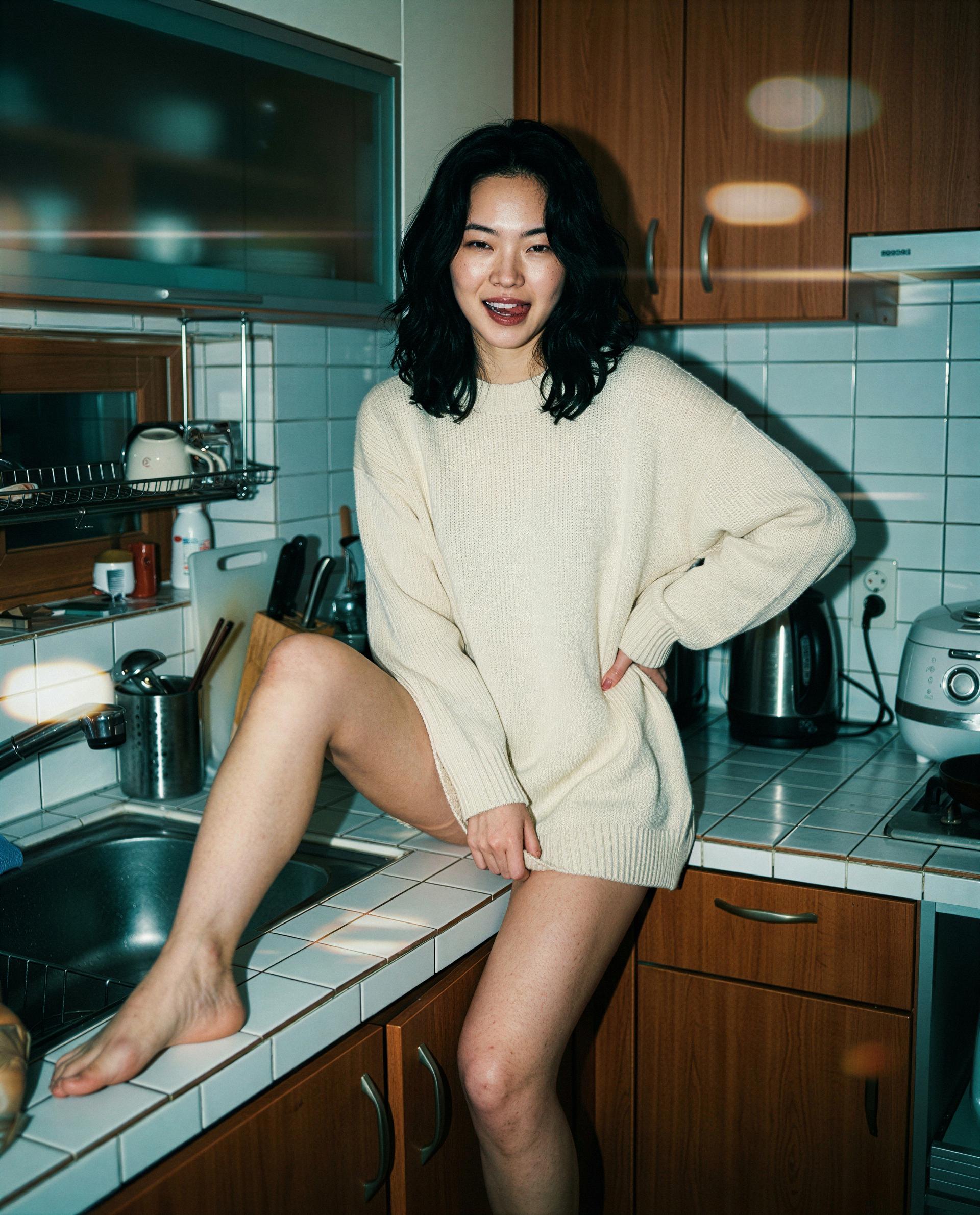 Here in my oversized knit - I'll be your late-night distraction if you're brave enough 😘, by Ga-eun Bae